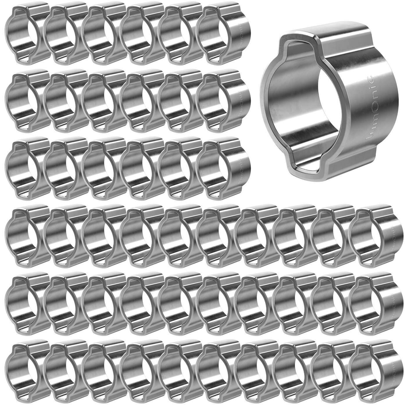 Lumonic I 50x 2-ear clip 5-7mm I V2A Stainless steel I Two-ear clamp I Hose clamp I for Compressed air, Pipe systems, Garden, CAR