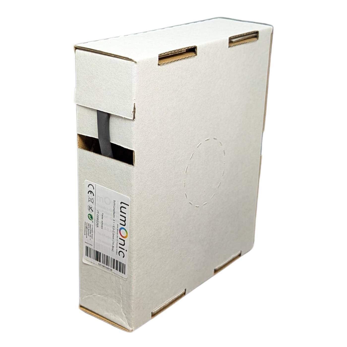 Lumonic 7m Schrumpfschlauch Box 3:1 Schwarz - Hier von: 6mm auf 2mm - Dickwandiger Schrumfpschlauch in verschiedenen Größen