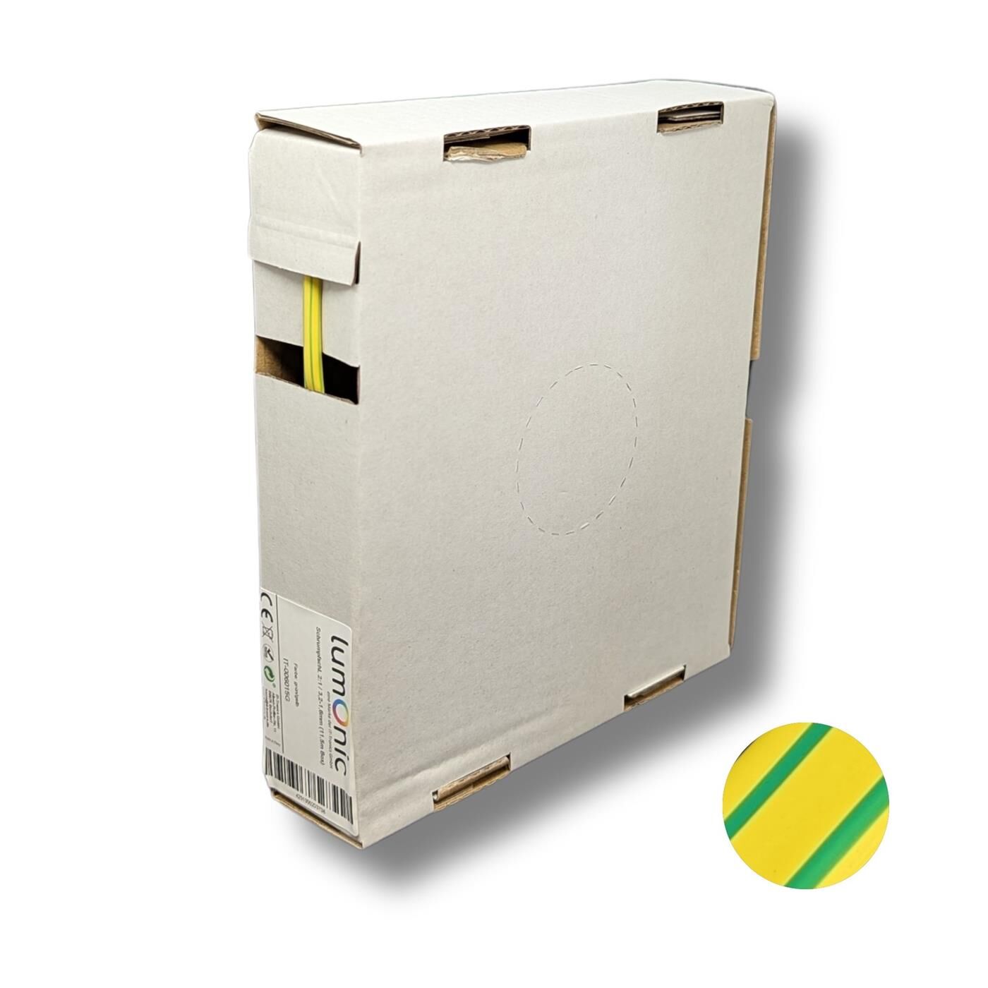 11,5m Heat shrink tubing Box 2:1 3,2 -> 1,6mm Green Yellow Flexible