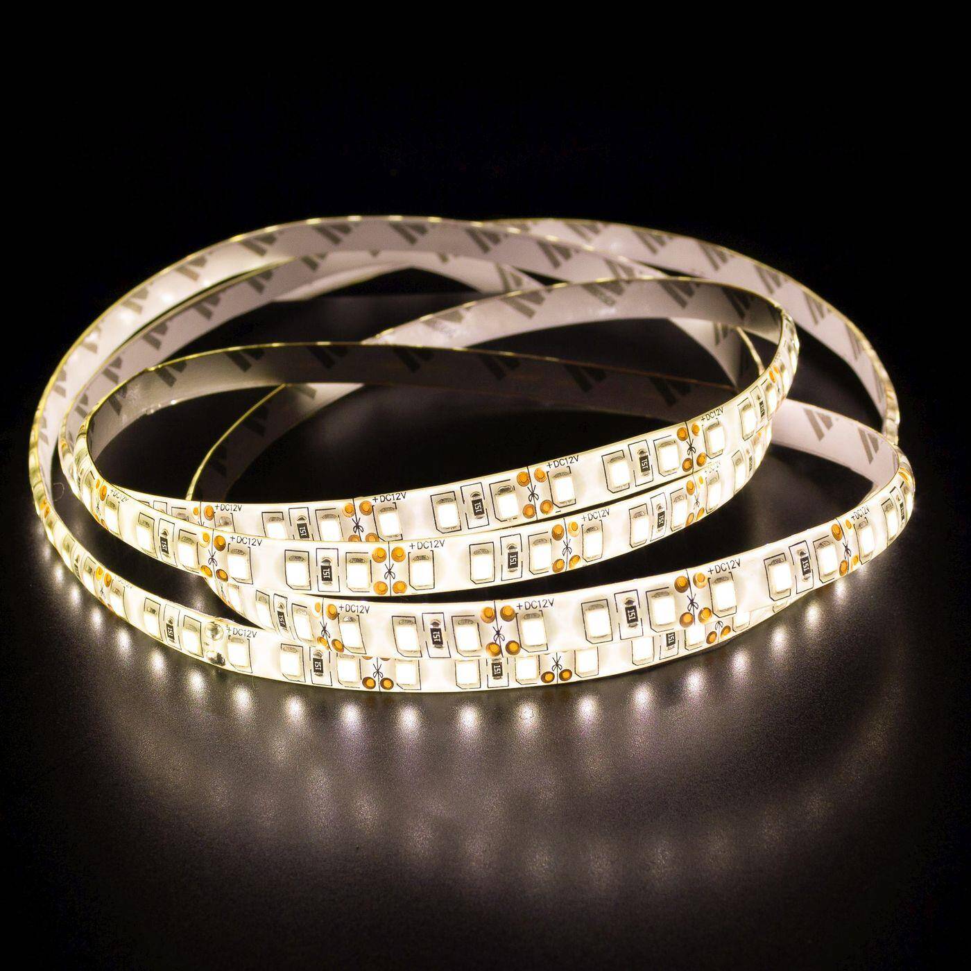 5m (500cm) LED Streifen Band Leiste 12V Warm Weiß 3000K IP65 600LEDs 120LED/m SMD3528