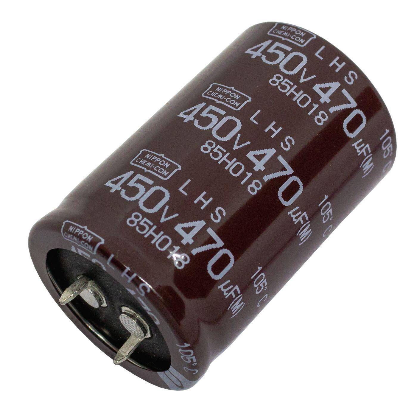 Snap-In Elko Kondensator 470µF 450V | Elektrolytkondensator bis zu einer Temperatur von 105°C | 30x45mm | 470uF ELHS451VSN471MR45S UCC