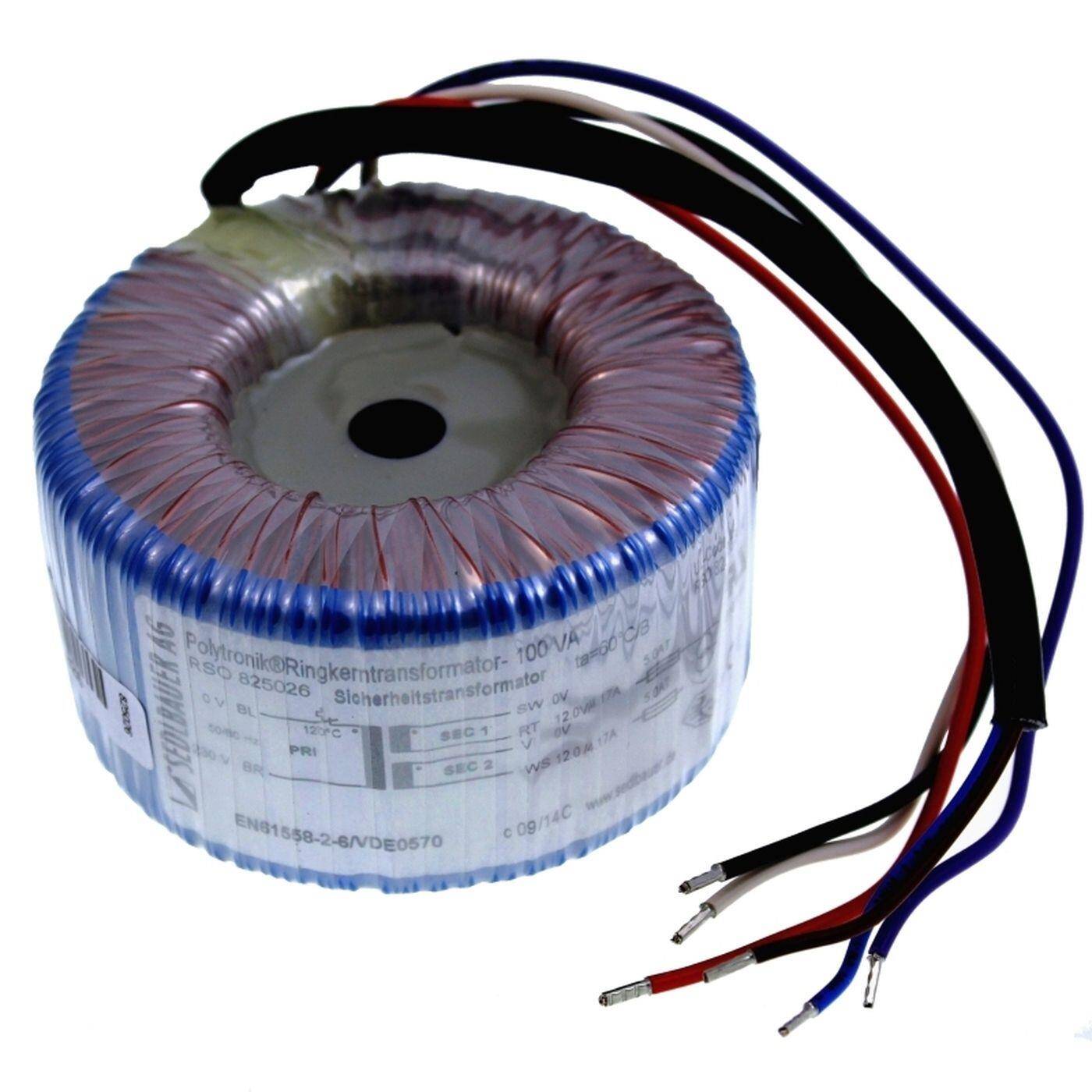 Toroidal transformer 100VA 230V 2x12V 24V Lumonic RSO-825026