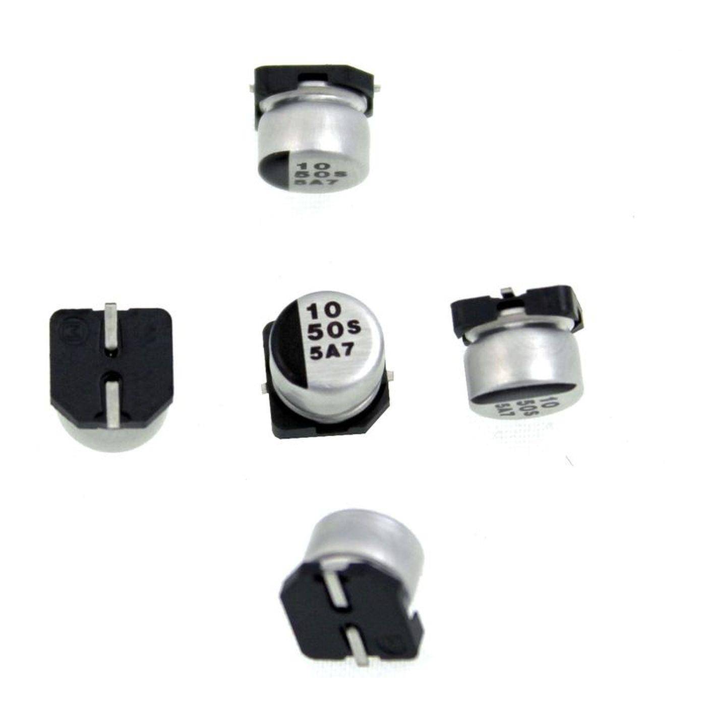 SMD Elko Kondensator 10µF 50V | Elektrolytkondensator bis zu einer Temperatur von 85°C | 6,3x5,4mm | 10uF ECEV1HA100SP Panasonic