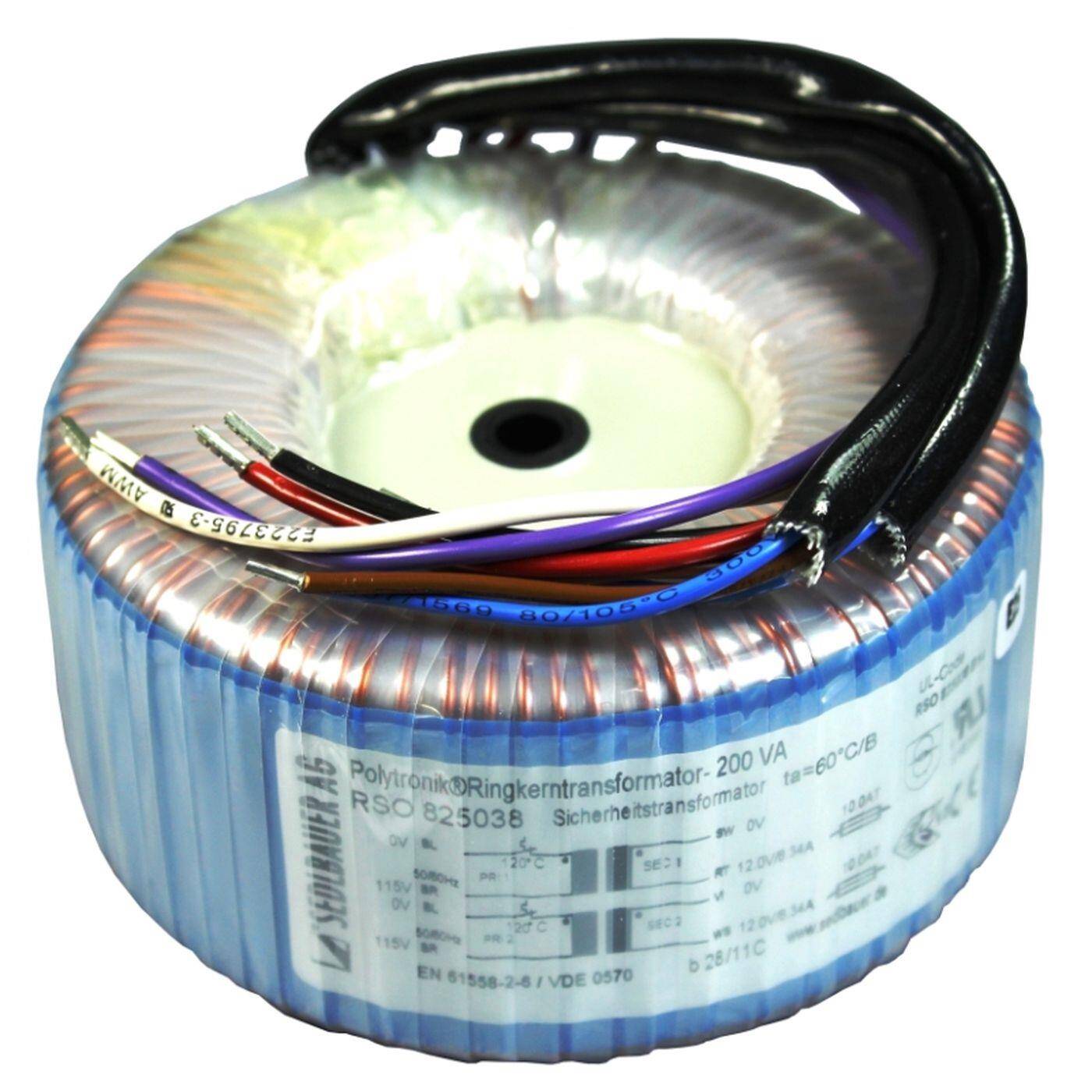 Lumonic Ringkerntrafo Transformator 200VA 2x9V für Audio, Industrie, Halogen und Schienensysteme - 230V Eingangsspannung - 18V Sekundärspannung - Modell RSO-825037