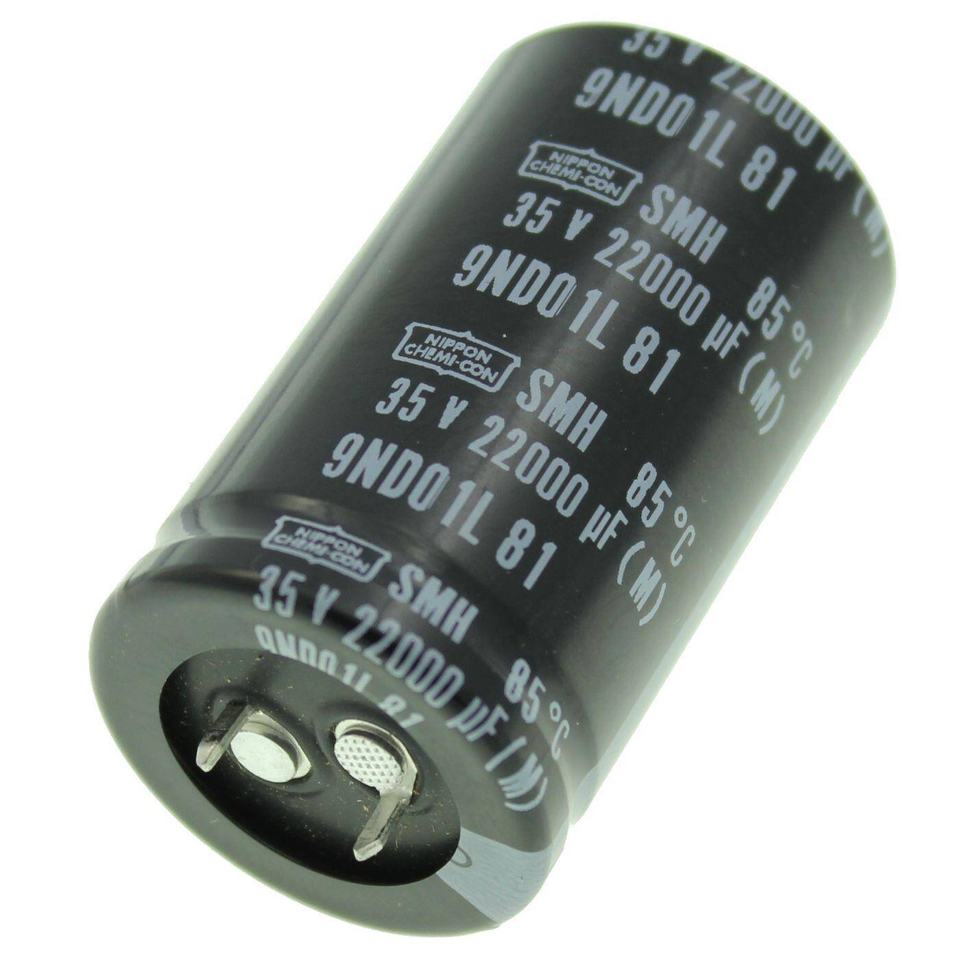 Snap-In Elko Kondensator 22000µF 35V | Elektrolytkondensator bis zu einer Temperatur von 85°C | 30x50mm | 22000uF ESMH350VSN223MR50S United Chemi-Con