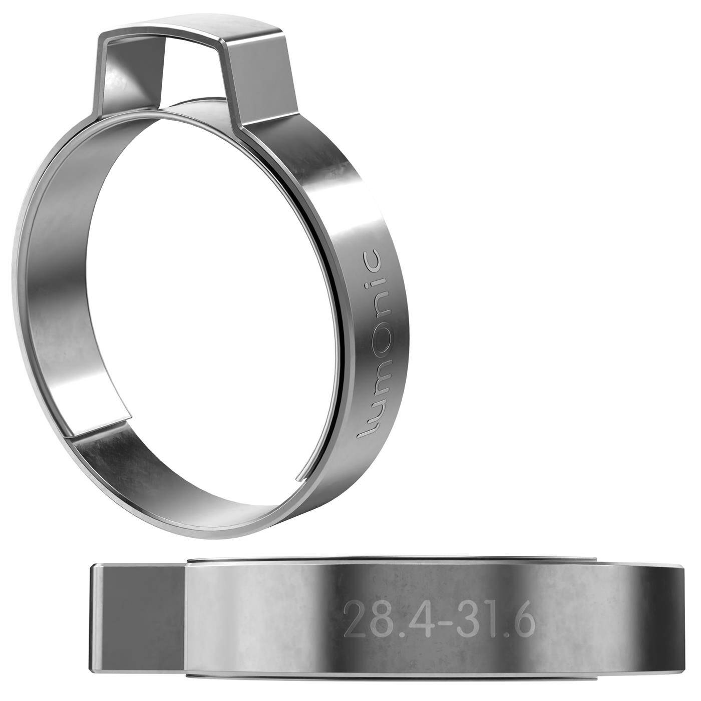 Lumonic I 2x 1-ear clip 28,4-31,6mm I V2A Stainless steel I Single ear clip I Hose clamp I for Compressed air, Pipe systems, Garden, CAR