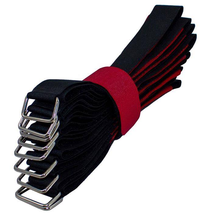 10x Klett Kabelbinder 600 x 38mm Schwarz Rot normal Wiederverwendbar Klettbinder