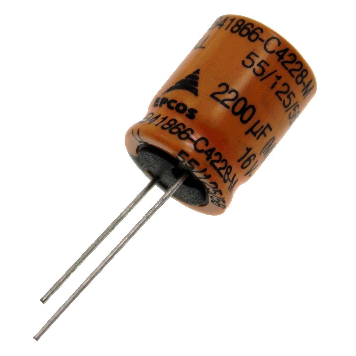 Elko Kondensator Radial 2200µF 16V | Elektrolytkondensator bis zu einer Temperatur von 125°C | 16x20mm | 2200uF B41866C4288M Epcos