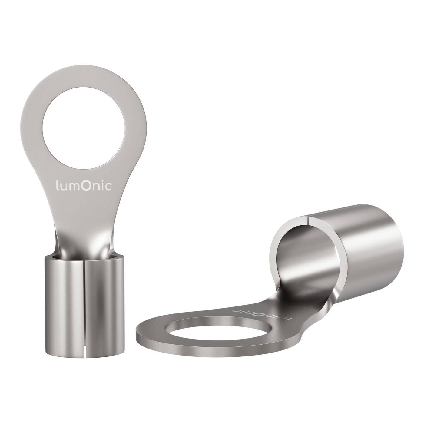 Lumonic 25x Ring cable lug 1,5-2,5mm² blank | M4 | Tinned copper | Secure cable connection without soldering | Crimp cable lug uninsulated | Motor vehicle, mechanical engineering, motorhome, battery