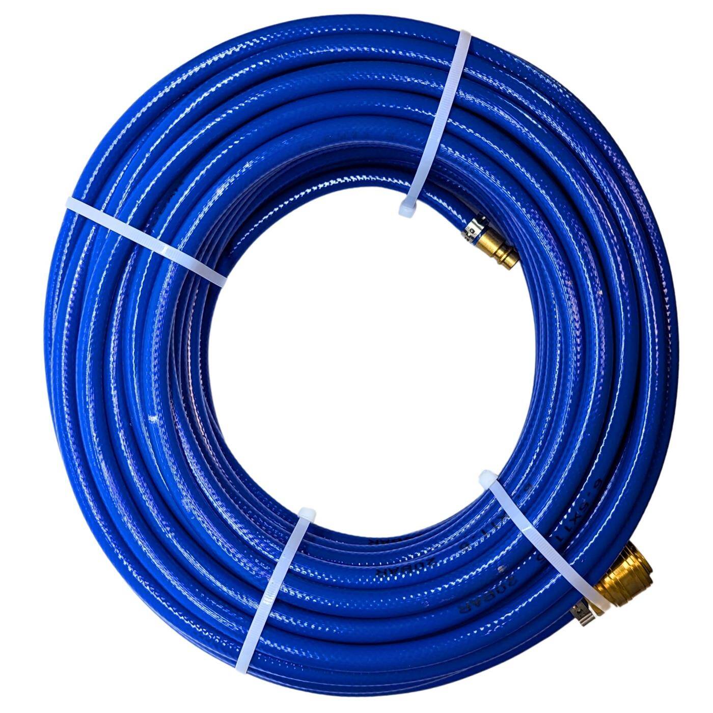 25m Druckluftschlauch mit Schnellkupplung 6mm PVC Druckluftverlängerung Dose & Stecker fertig konfektioniert flexibel, abriebfest und gewebeverstärkt