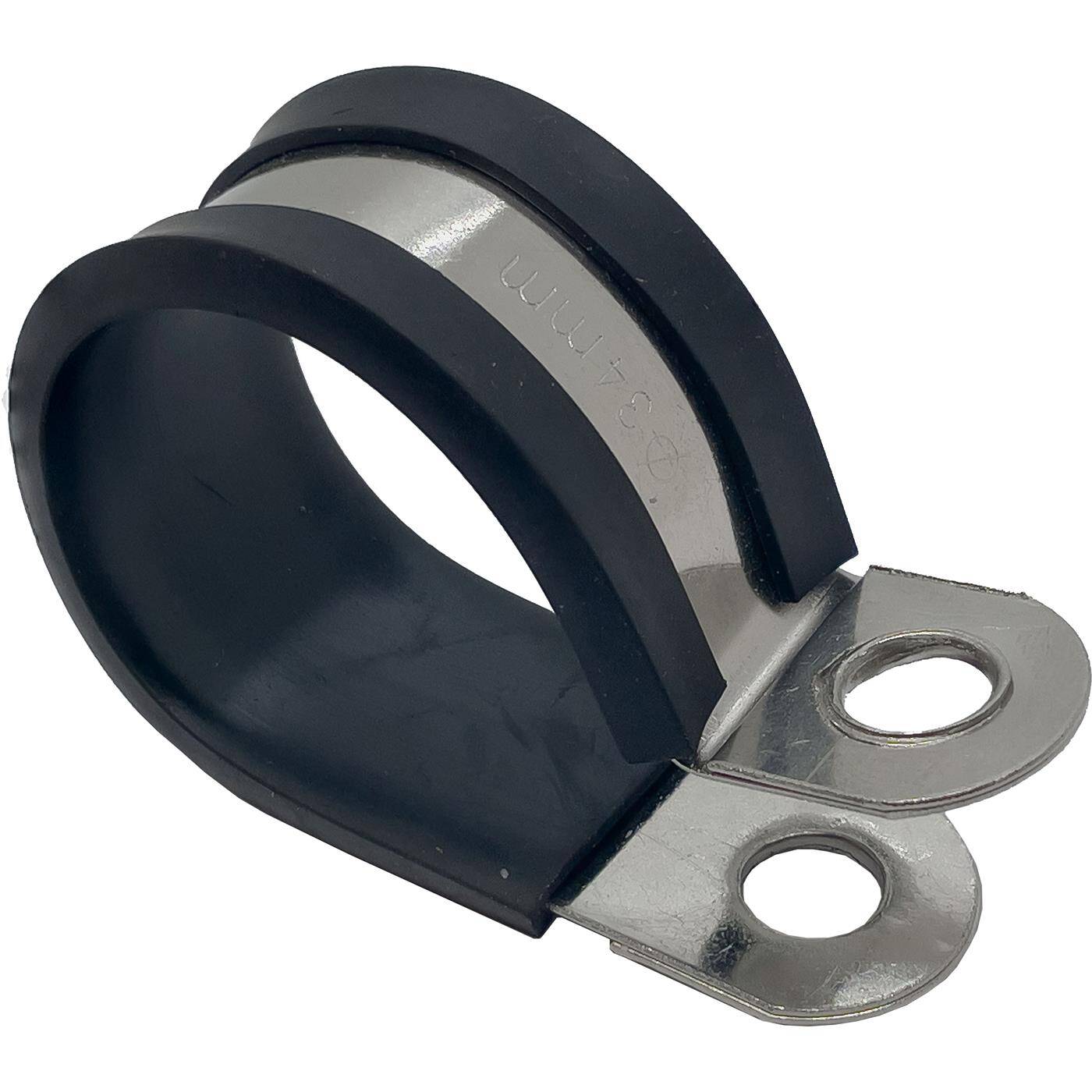 1x P-Clip Leitungsschelle Edelstahl V2A mit Gummi 34mm Rohrschelle Befestigungsschelle