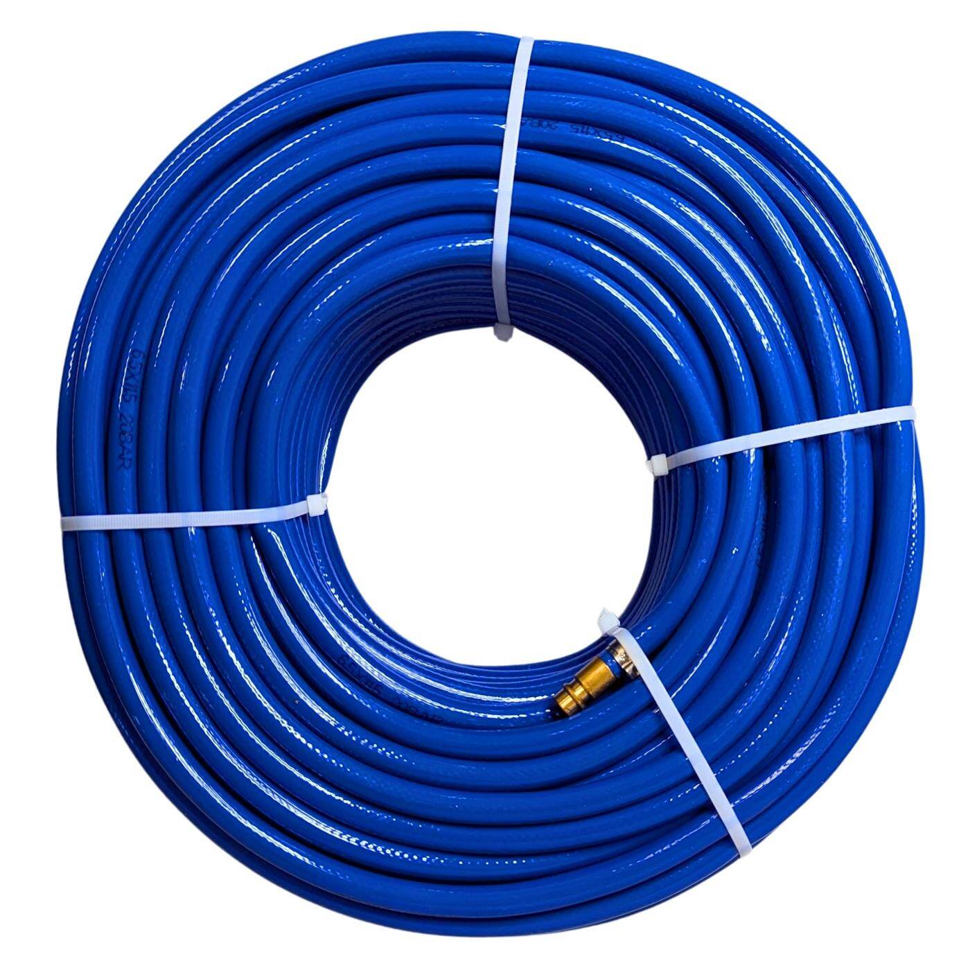 50m Druckluftschlauch mit Schnellkupplung 6mm PVC Druckluftverlängerung Dose & Stecker fertig konfektioniert flexibel, abriebfest und gewebeverstärkt