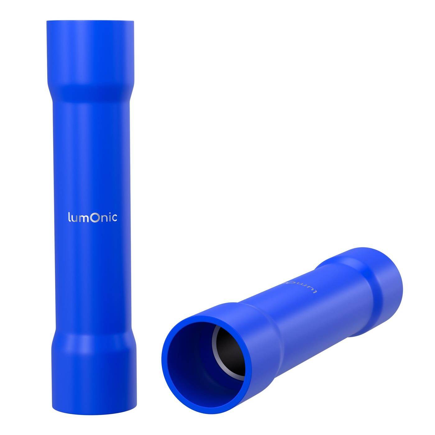 Lumonic 25x Butt connector fully insulated | 1,5-2,5mm² Blue | Quick cable repair without soldering | Vibration-resistant crimp connectors | Crimp connector made of tinned copper
