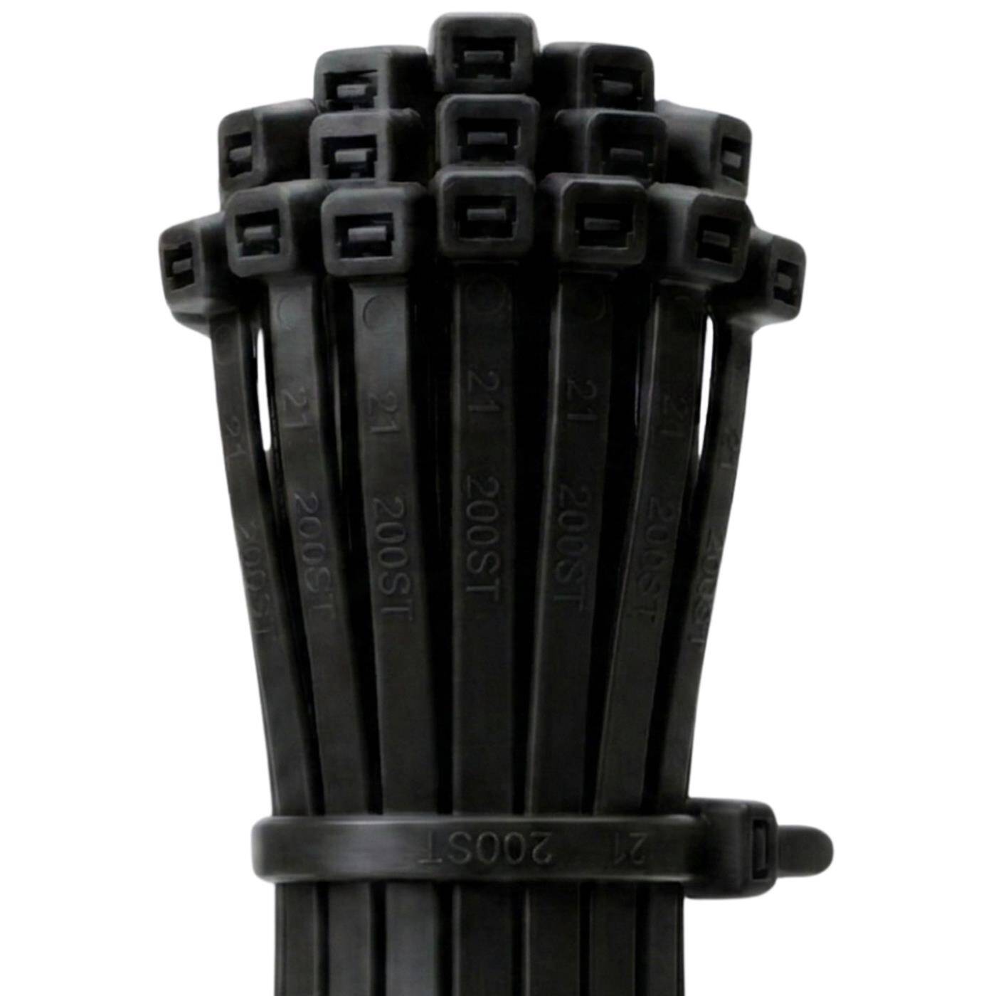 100x Cable tie 700 x 9,0mm Black 80kg PA6.6 Polyamide Industrial quality