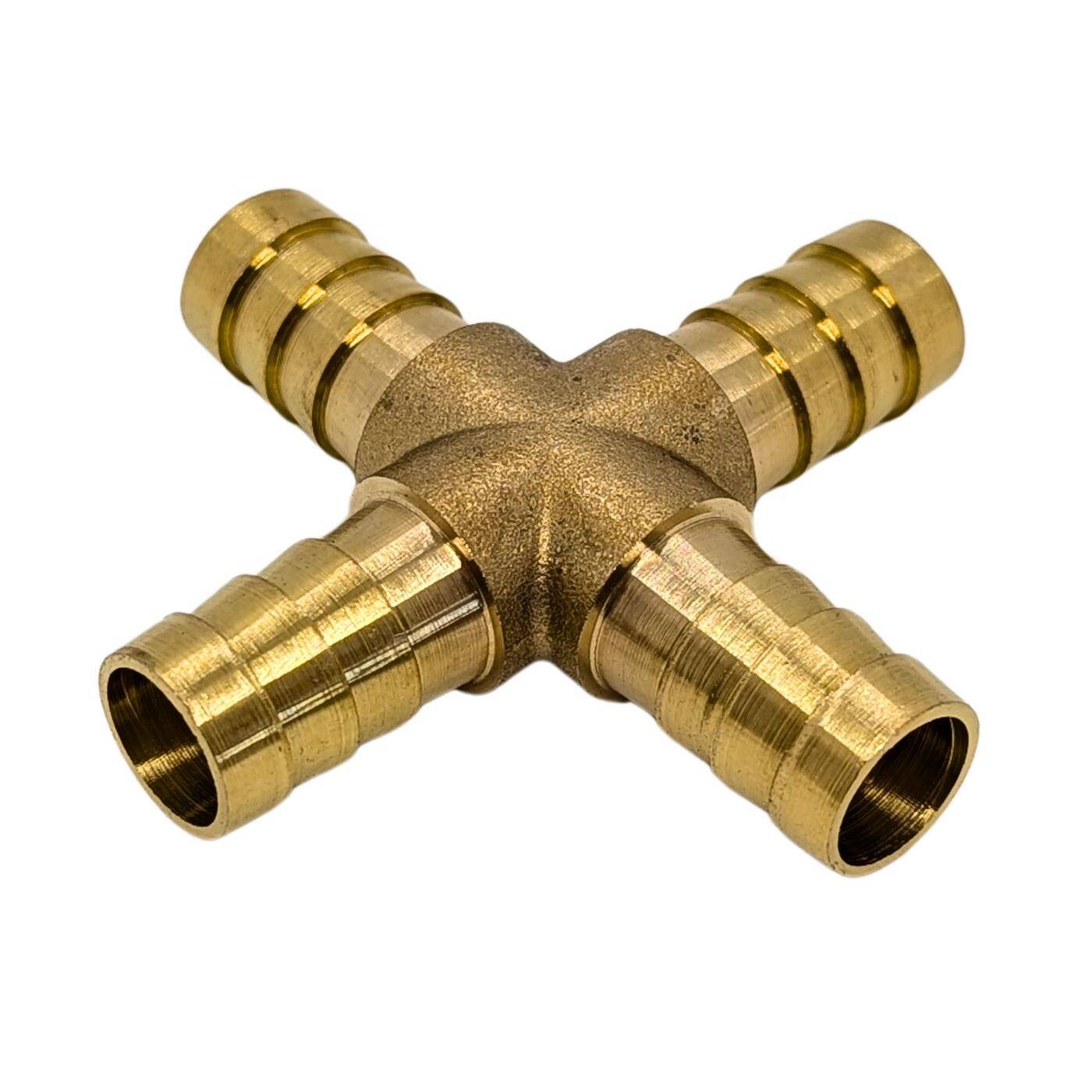 X-hose connector for 13mm (1/2") hose made of brass Cross connector X-piece with spike profile Compressed air for workshops, businesses and DIY enthusiasts