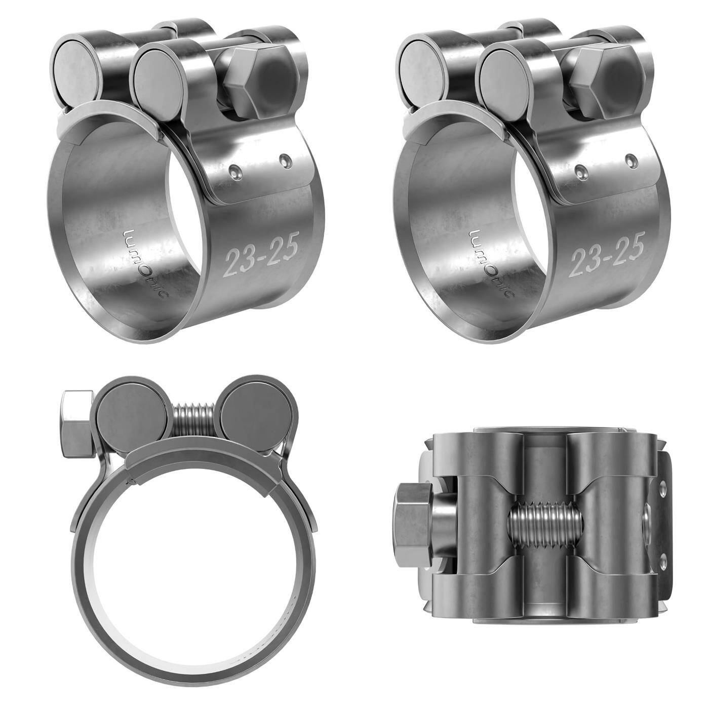 4x Lumonic Gelenkbolzenschelle Edelstahl 23-25mm V2A Auspuffschelle für Bau PKW LKW