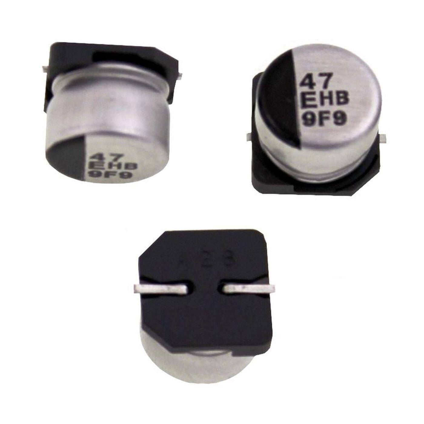 SMD Elko Capacitor 47µF 25V | Electrolytic capacitor up to a temperature of 105°C | 8x6,5mm | 47uF EEVHB1E470 Panasonic