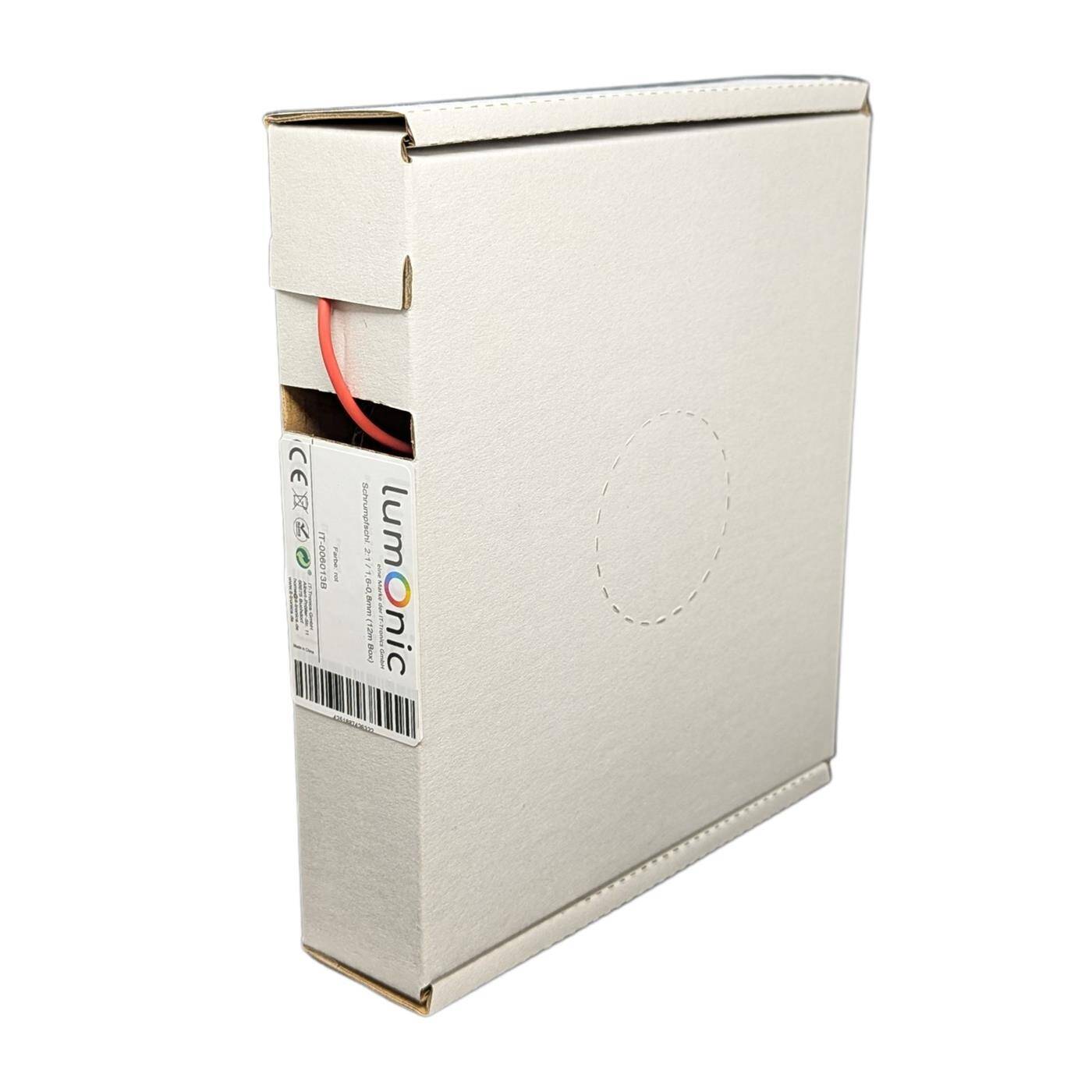 Lumonic 12m Schrumpfschlauch Box 2:1 Rot - Hier von: 1,6mm auf 0,8mm - Dickwandiger Schrumfpschlauch in verschiedenen Größen