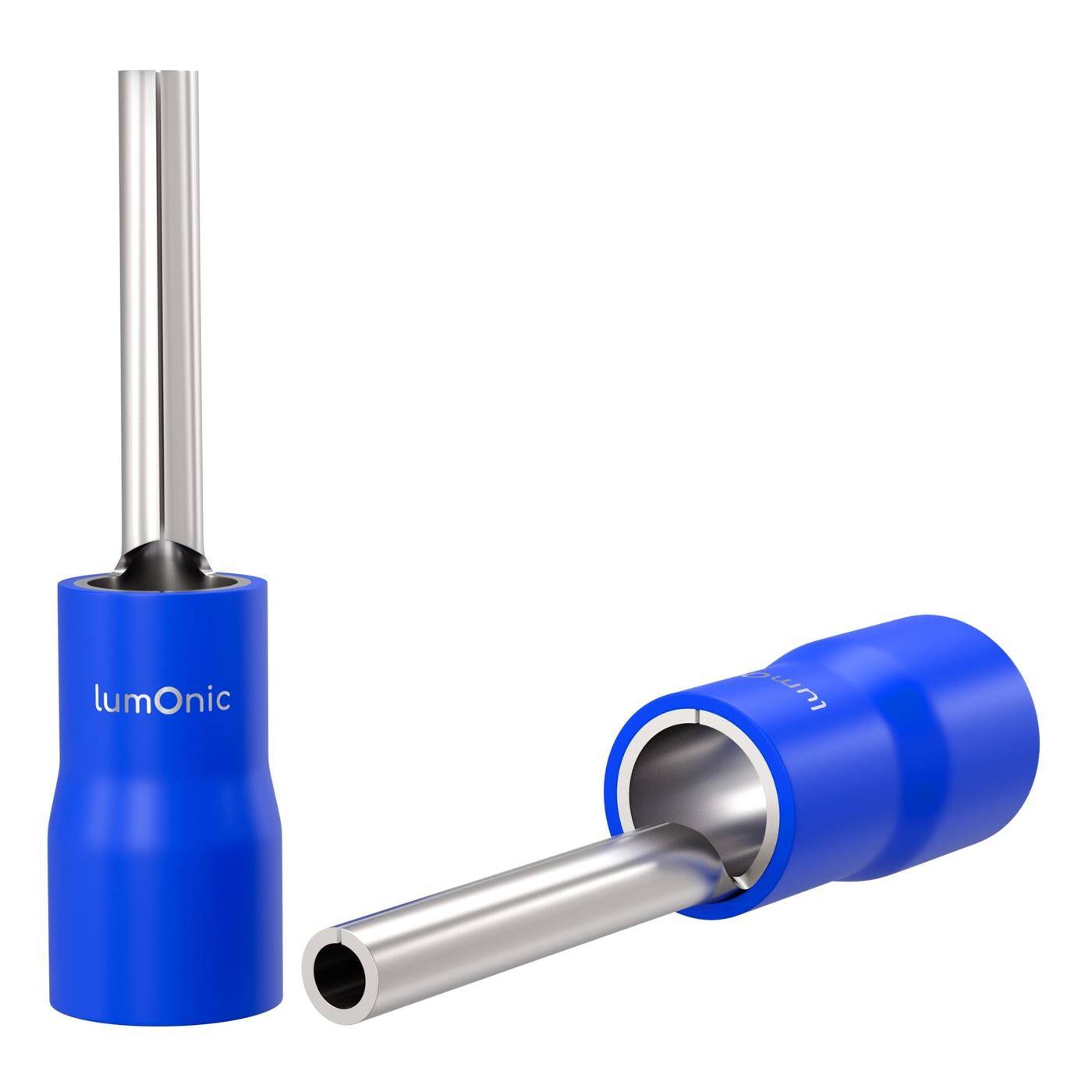 Lumonic 25x Stiftkabelschuh 1,5-2,5mm² Blau | Kupfer verzinnt | sichere Kabelverbindung ohne Löten | Crimp-Kabelschuh ideal für Lüsterklemmen | KFZ, Maschinenbau, Wohnmobil