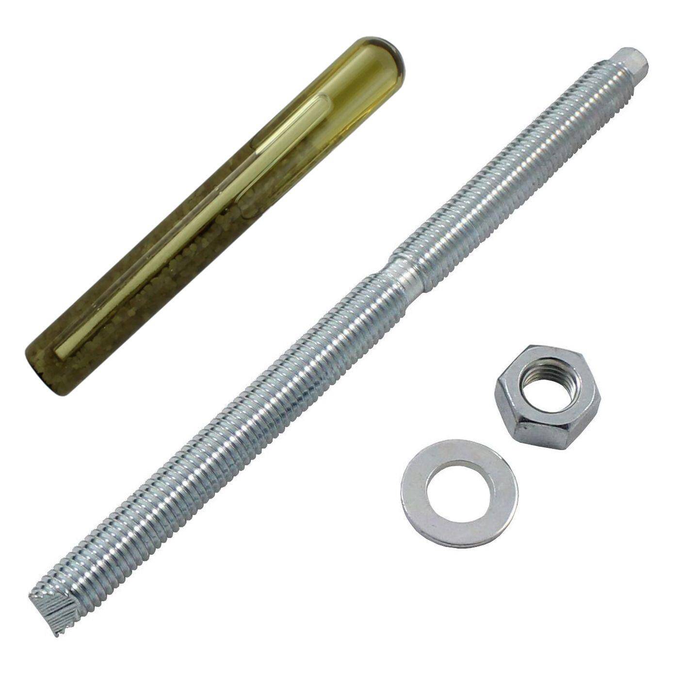 Lumonic Ankerstange + Verbundankerpatrone M12 x 180 Verzinkt I Zur Verwendung als Keilanker, Metalldübel, Bolzenanker, Blitzdübel I Für verschiedene Arten Durchsteckmontagen