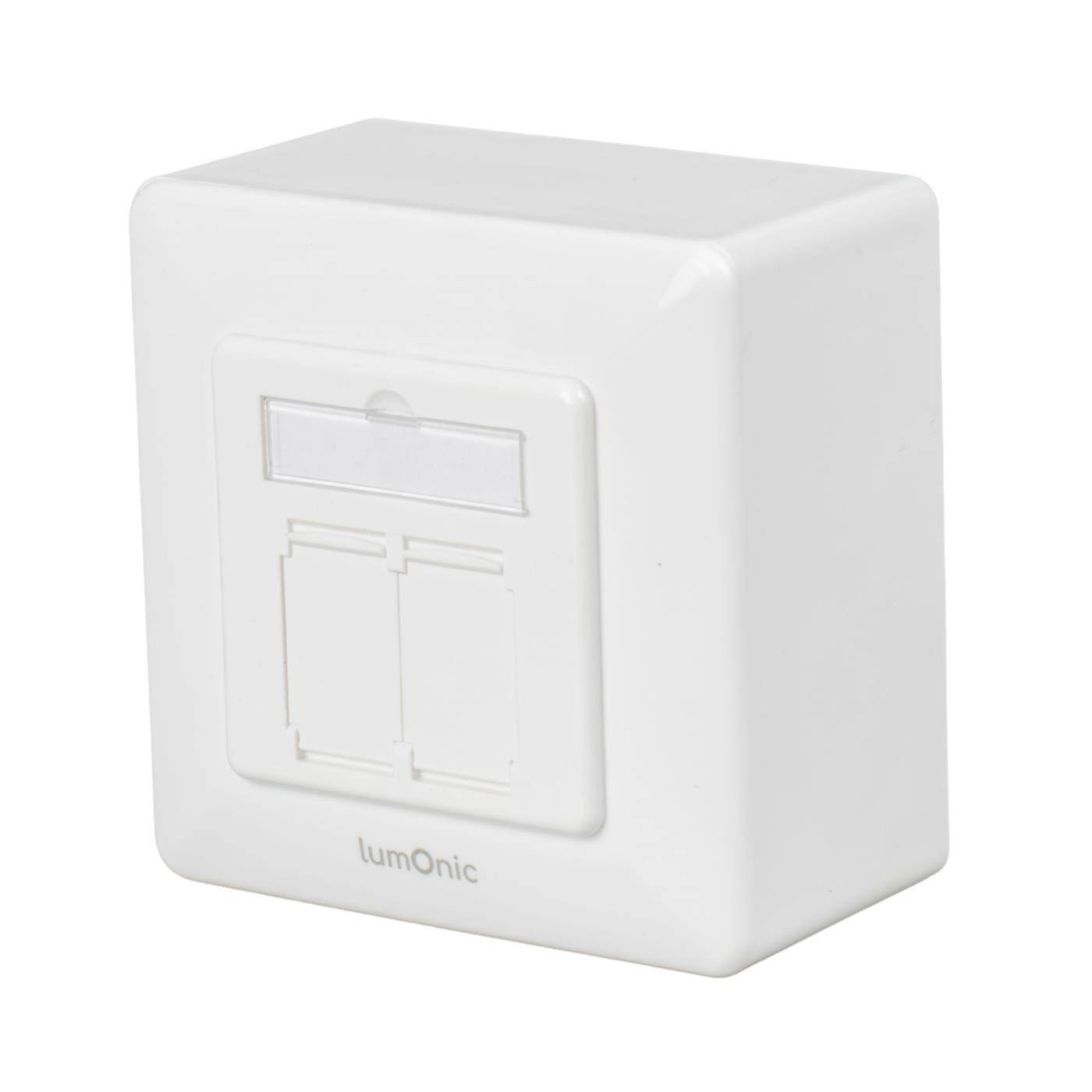 Netzwerkdose Aufputz CAT7, 2-Port RJ45, ohne Stemmen nachrüsten, LSA-Montage, T568A/B farbcodiert, ABS Kunststoffgehäuse, weiß, Ethernet-Dose bis zu 10 Gbit/s