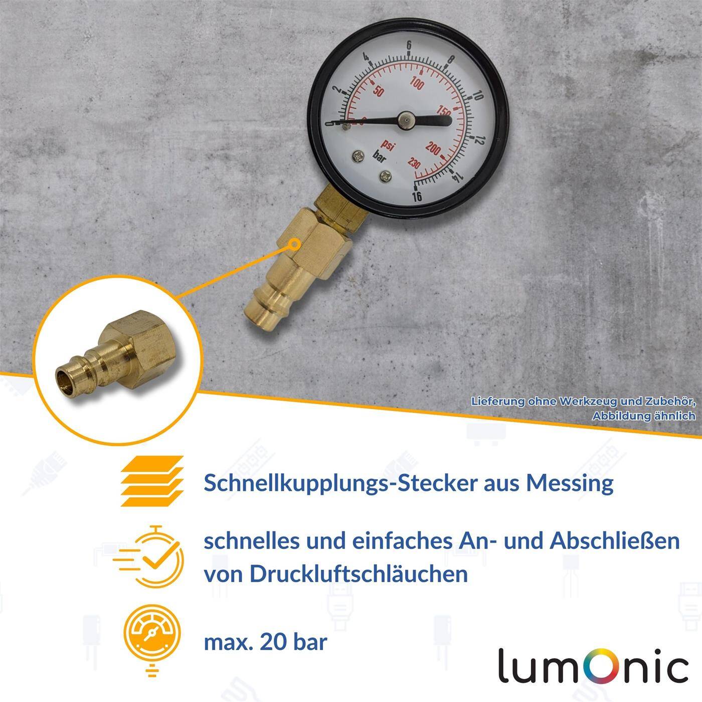 Kupplungsstecker mit Innengewinde 1/2" aus Messing Druckluftkupplung-Stecker Schnellkupplung für Werkstätten, Betriebe und Heimwerker