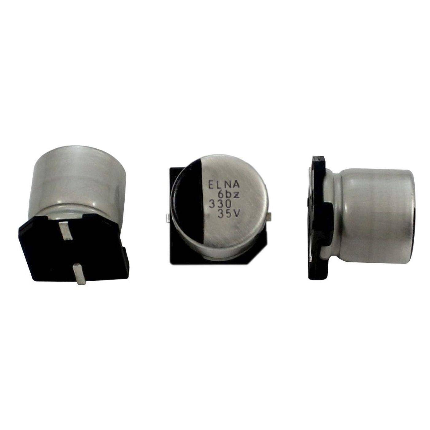 SMD Elko Kondensator 330µF 35V | Elektrolytkondensator bis zu einer Temperatur von 105°C | 10x10mm | 330uF RVZ-35V331MH10TY1-R2 Elna