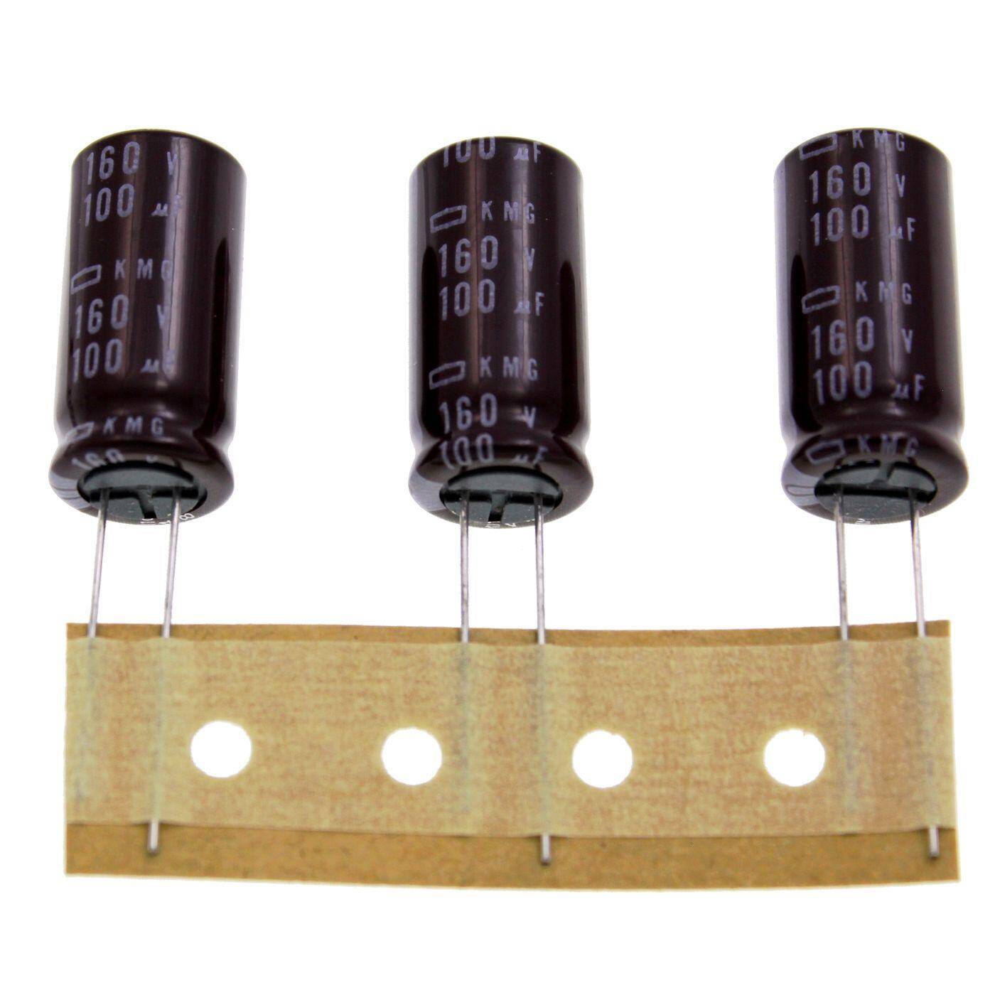 Elko Capacitor Radial 100µF 160V | Electrolytic capacitor up to a temperature of 105°C | 12,5x25mm | 100uF EKMG161ETE101MK25N United Chemi-Con