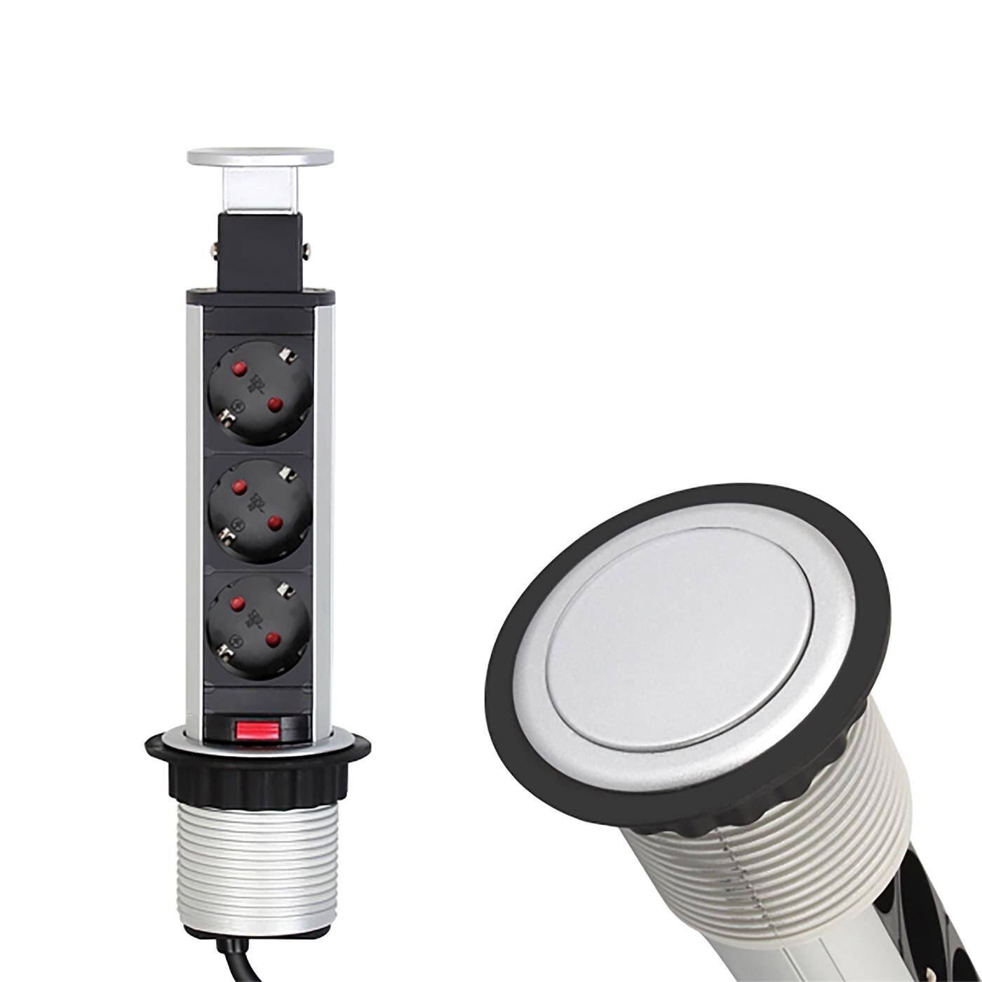 LiftBox 3x Protective contact Socket outlet Table socket outlet Drill hole 65mm Aluminium LiftBox 3x Protective contact Socket outlet Table socket outlet Drill hole 65mm Aluminium