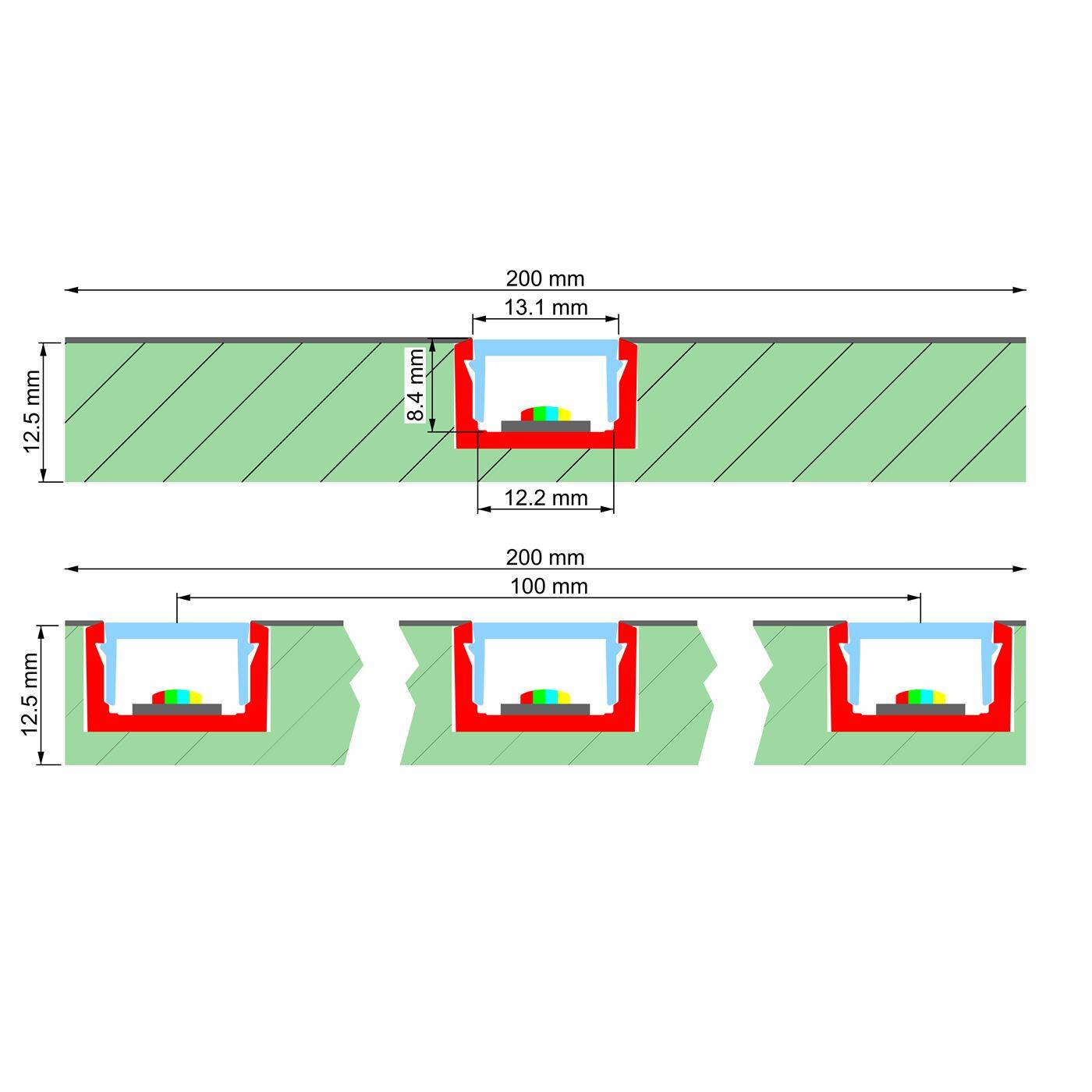 LED Drywall Panel Y-Shape 1-3-track for 12mm Strip