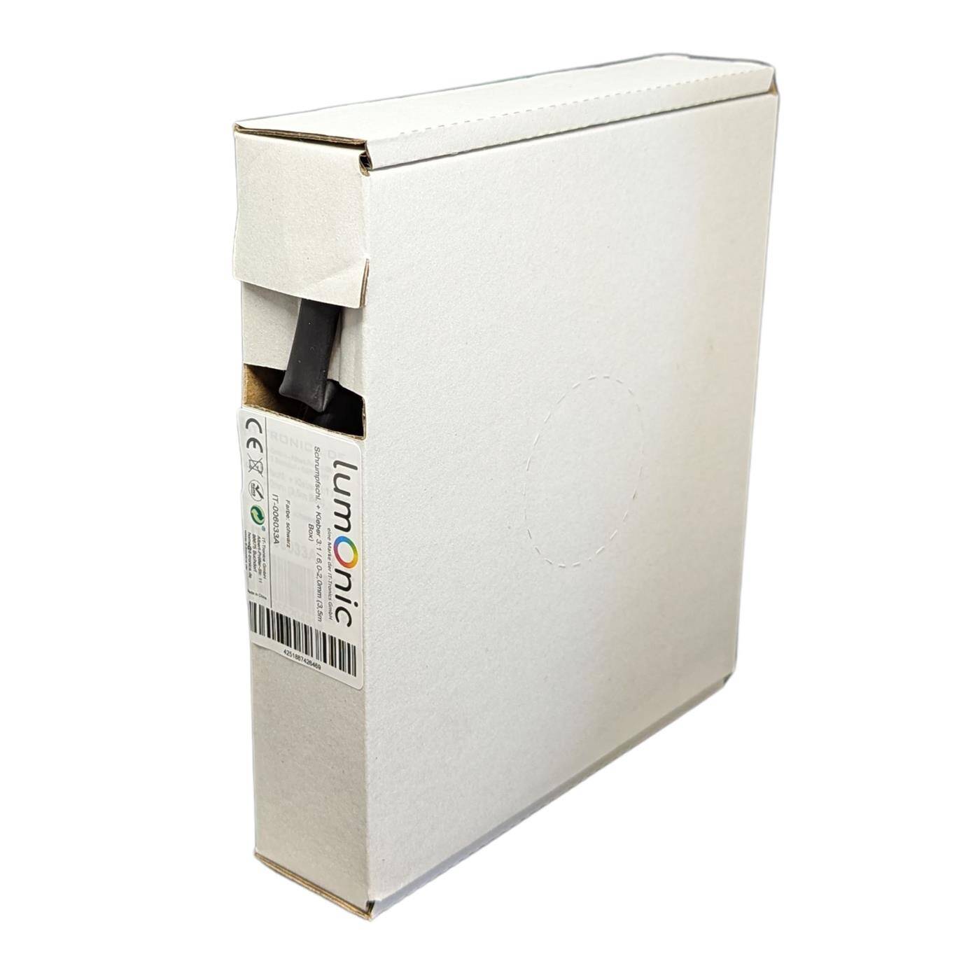 Lumonic 3,5m Schrumpfschlauch Box 3:1 mit Kleber Schwarz - Hier von: 6mm auf 2mm - Dickwandiger Schrumfpschlauch in verschiedenen Größen