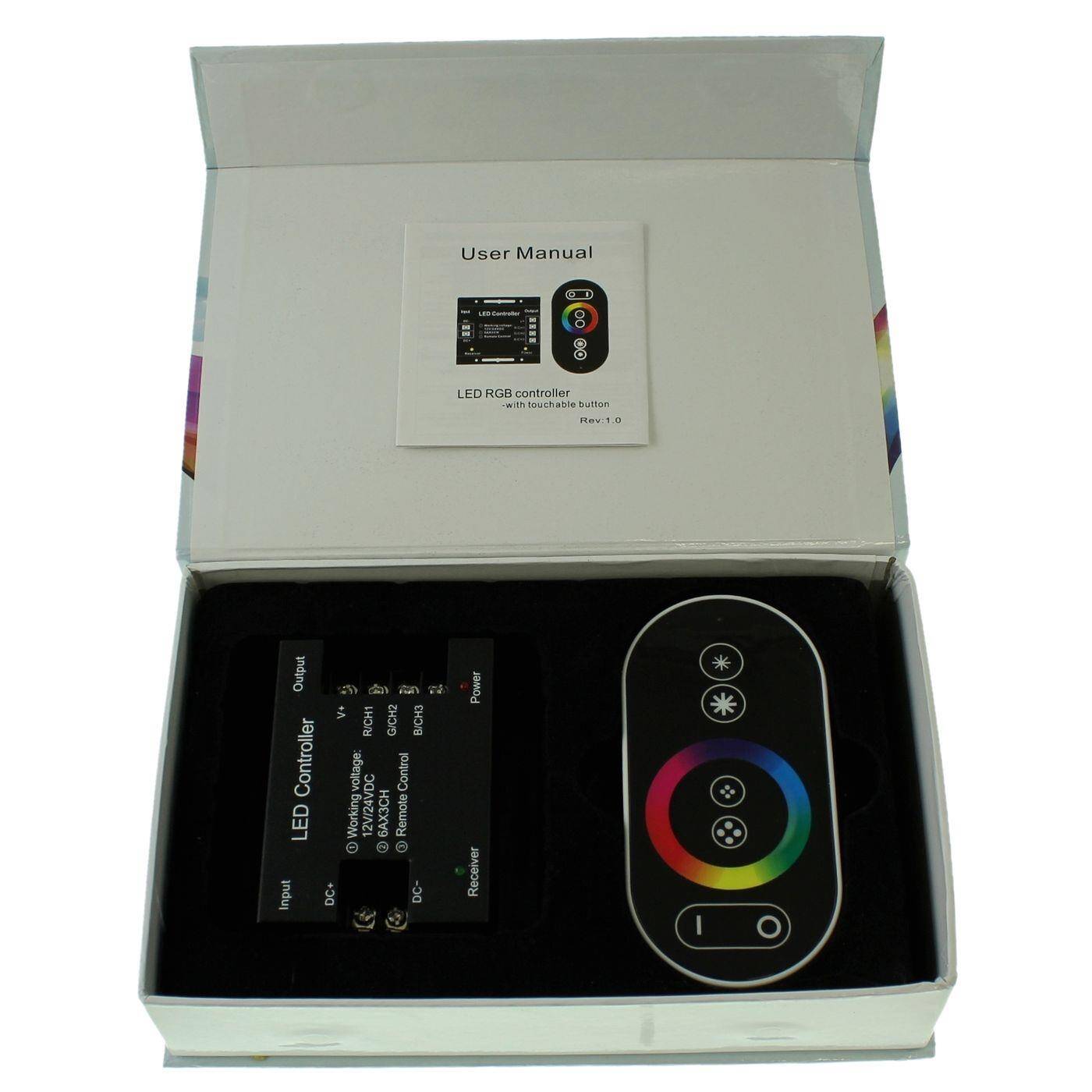 RGB LED Touch RF 6Key Controller schwarz 12...24V 144W RGB; 4-Pin