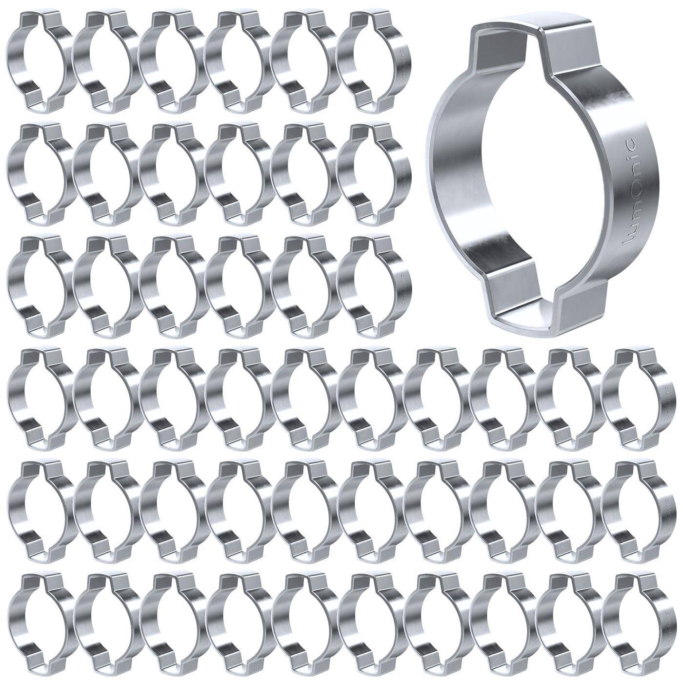 Lumonic I 50x 2-ear clip 23-27mm I Steel Galvanised I Two-ear clamp I Hose clamp I for Compressed air, Pipe systems, Garden, CAR