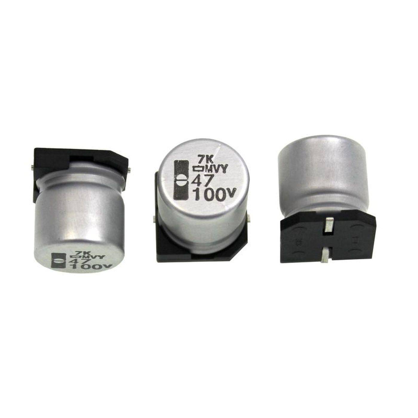 SMD Elko Kondensator 47µF 100V | Elektrolytkondensator bis zu einer Temperatur von 105°C | 12,5x13,5mm | 47uF EMVY101ARA470MKE0S United Chemi-Con