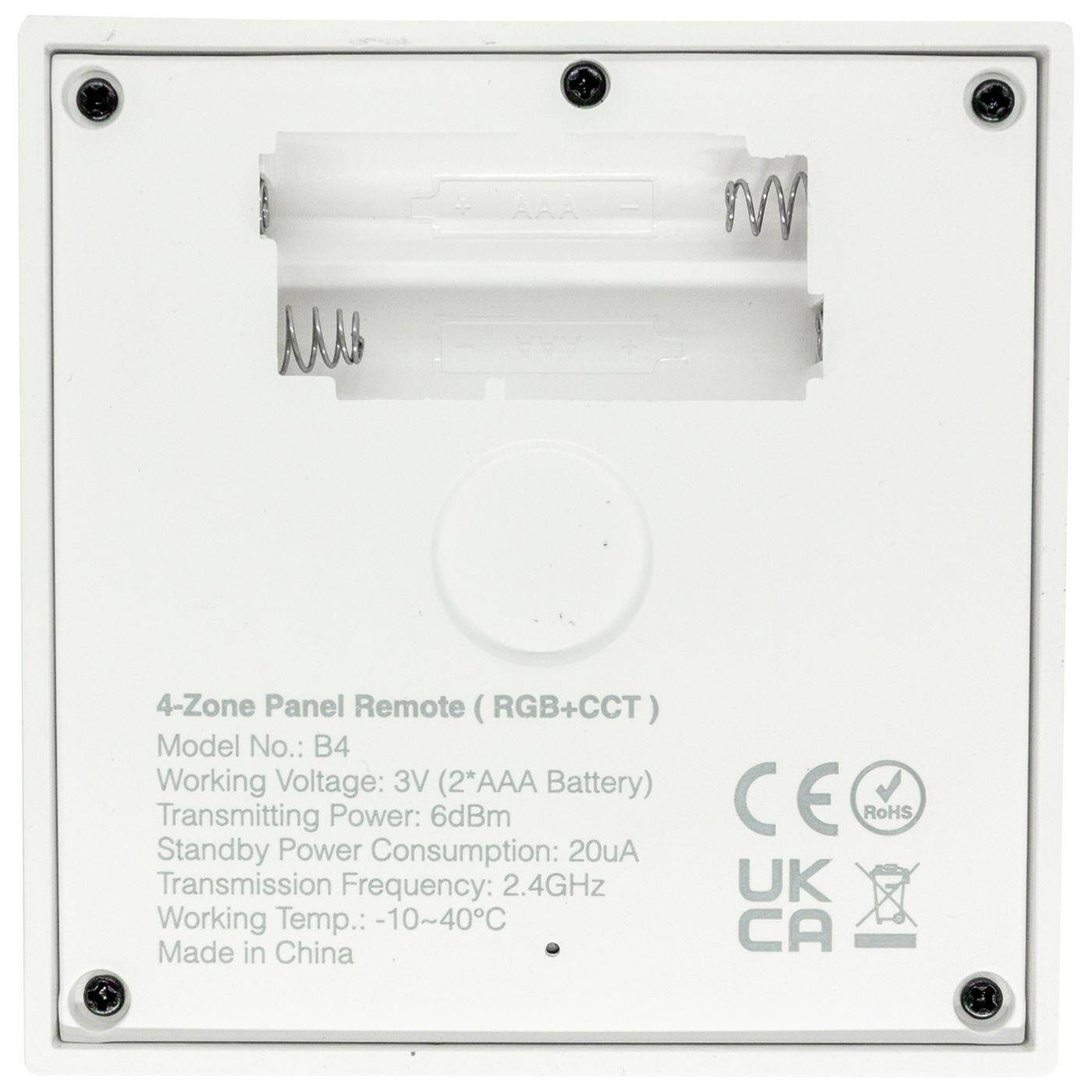MiLight MiBoxer RGBW CCT LED 4-Zone Wand Touch Panel Controller Batterie 6-Pin; RGB+W CCT