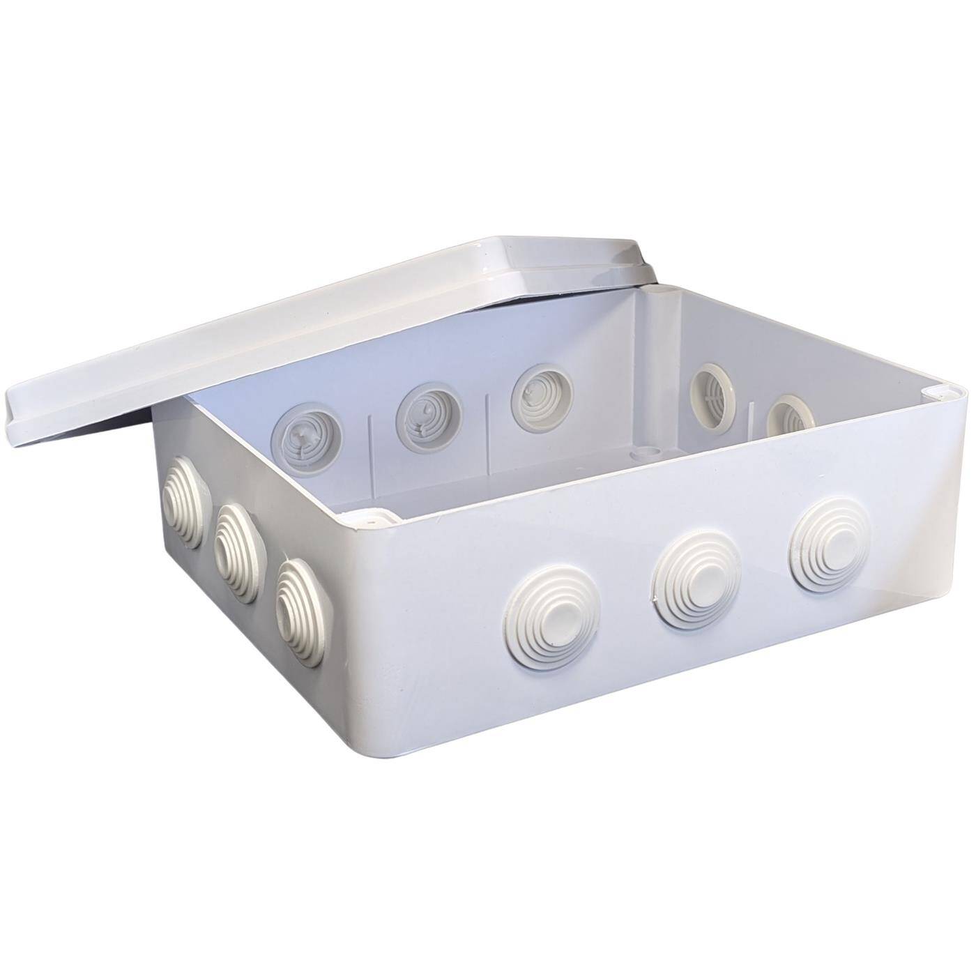 Lumonic Verteilerdose weiß 300x250x120mm mit 12 Öffnungen I Abzweigdose Aufputz - IP65 I Verbindungsdose, Klemmdose, Abzweigkasten für Innen & Außen