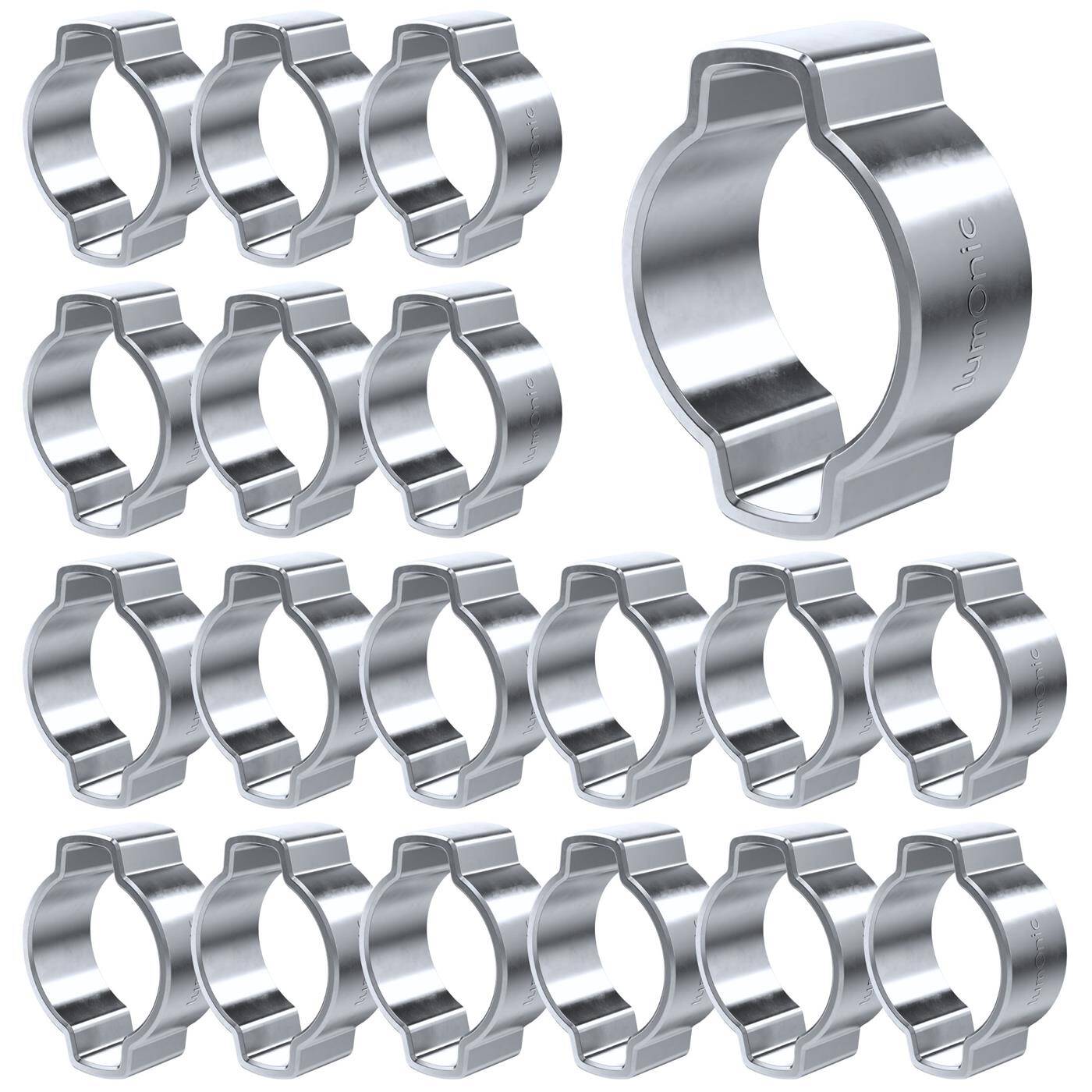 Lumonic I 20x 2-Ohr-Schelle 11-13mm I Stahl Verzinkt I Zweiohrschelle I Schlauchschelle I für Druckluft, Rohrsysteme, Garten, KFZ