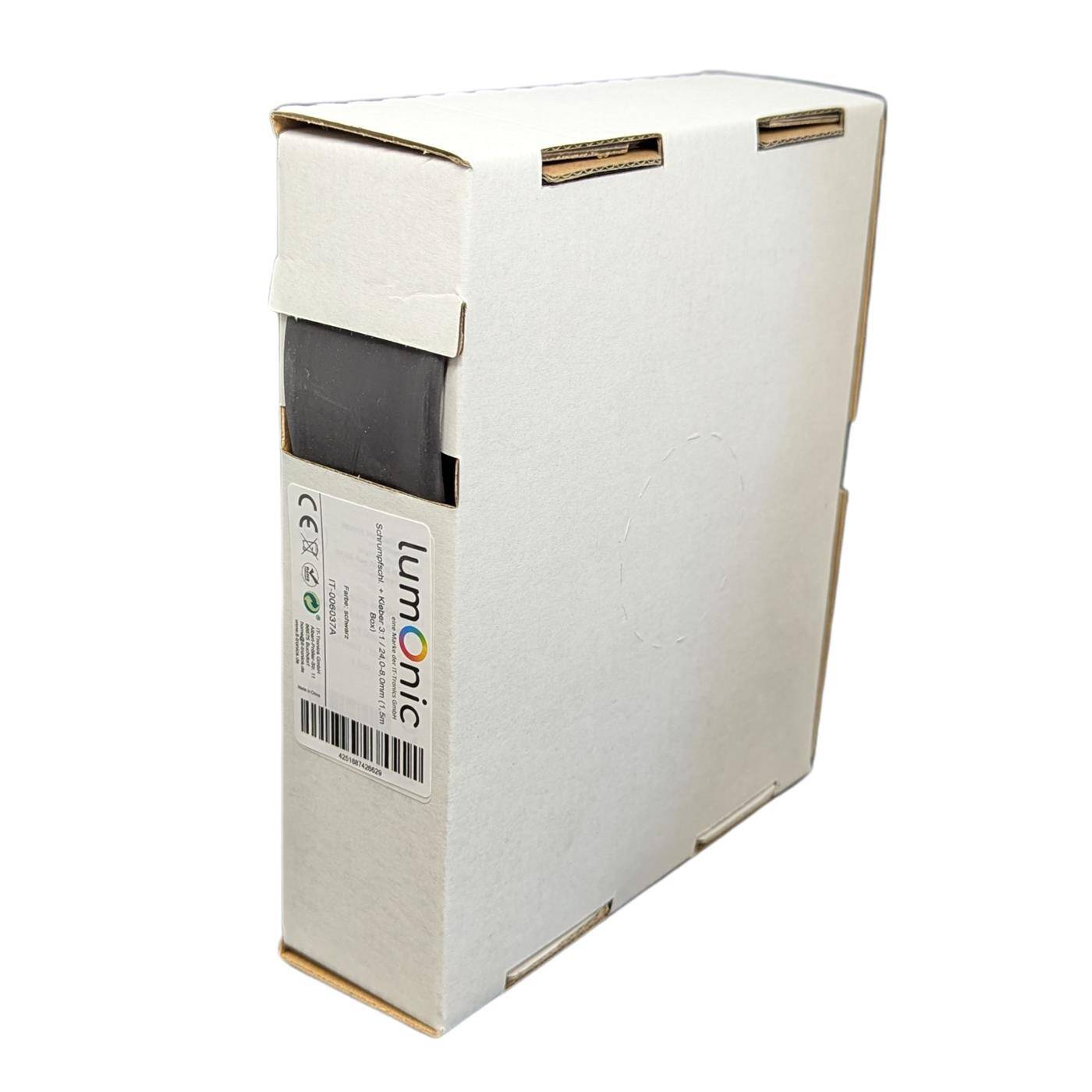 Lumonic 1,5m Schrumpfschlauch Box 3:1 mit Kleber Schwarz - Hier von: 24mm auf 8mm - Dickwandiger Schrumfpschlauch in verschiedenen Größen