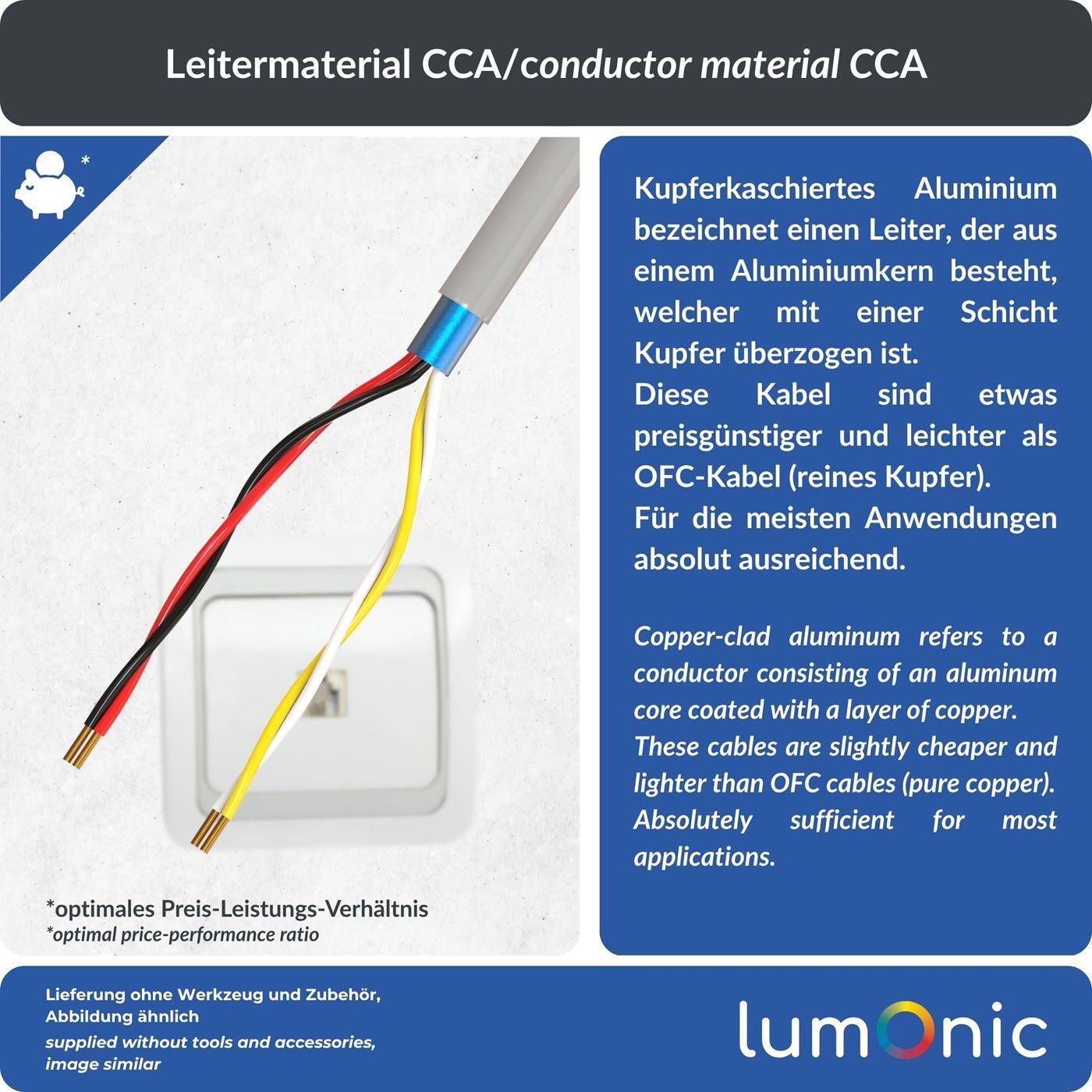 Lumonic Telephone cable JYSTY grey | 2x2x0,6mm CCA | 100m | color-coded & shielded | Meter marking | Telecommunication cable, Telephone connection cable
