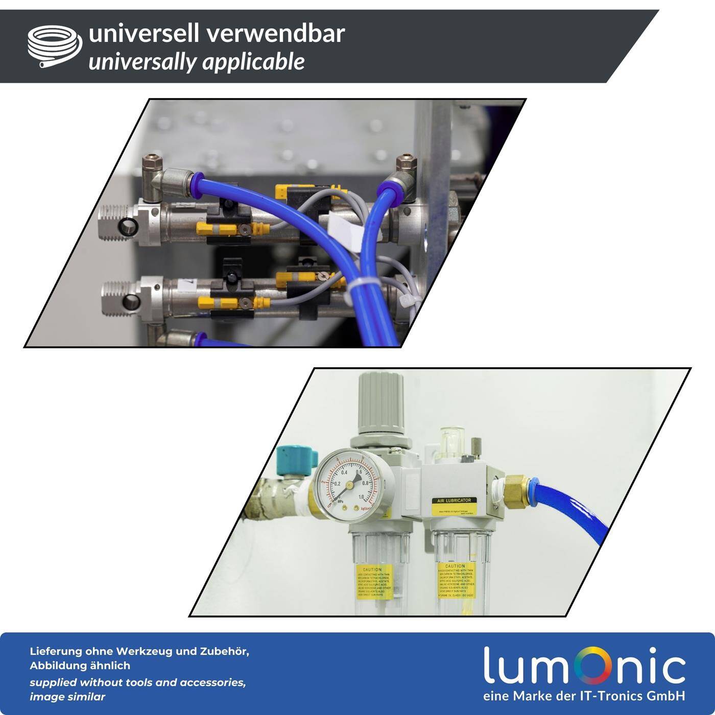 Lumonic I 10m Compressed air hose PU I 4/6mm I flexible, abrasion-resistant I Mechanical engineering, Pneumatic systems, Workshop I PU hose Polyurethane