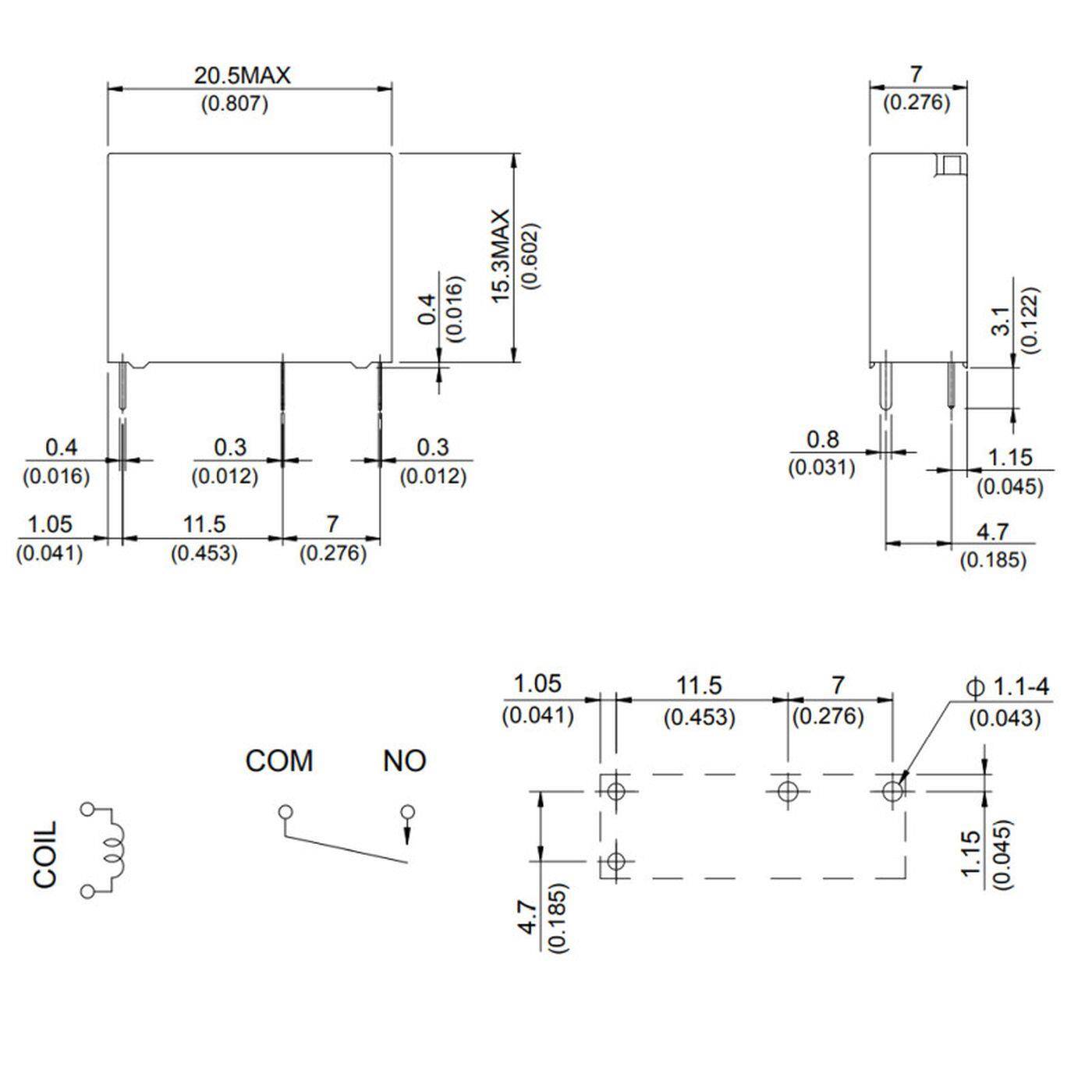 Print Relay 12V Song Chuan 202N-1AH-F-C 12VDC 12VDC 5A 250V Normally open contact