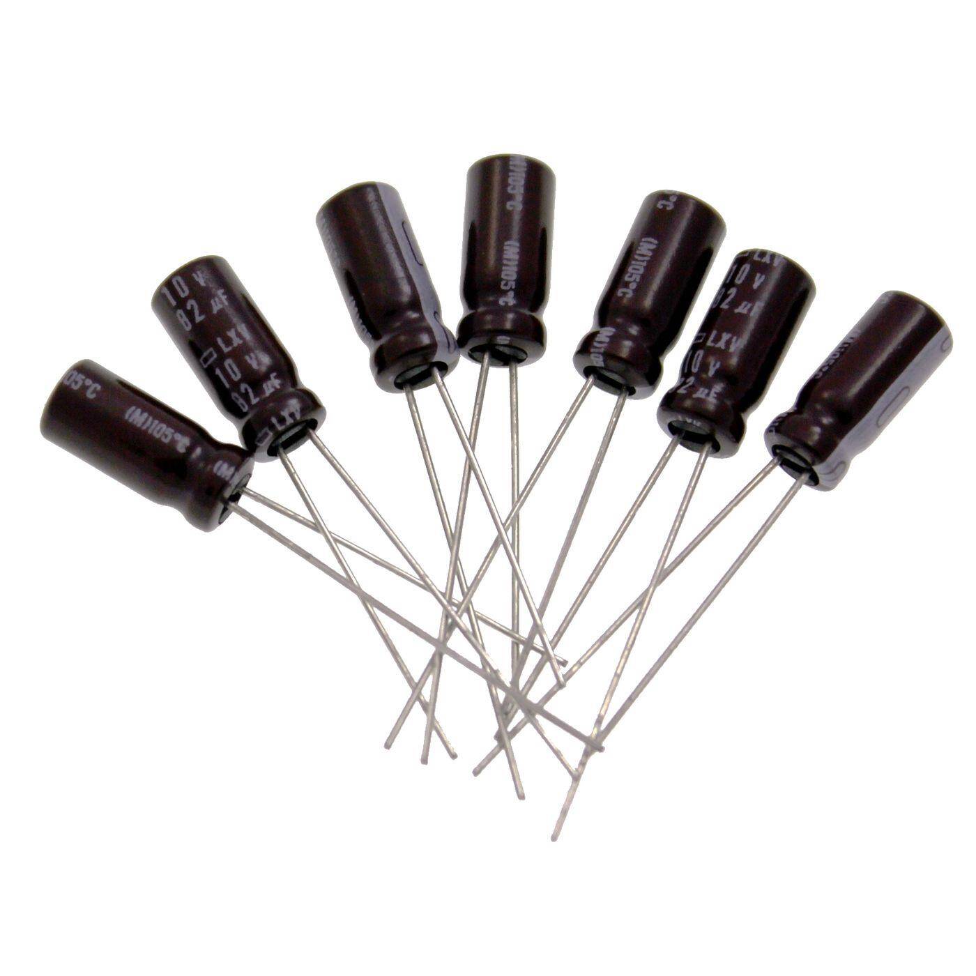 Elko Capacitor Radial 82µF 10V | Electrolytic capacitor up to a temperature of 105°C | 5x11,5mm | 82uF ELXV100EEL820MEB5N United Chemi-Con