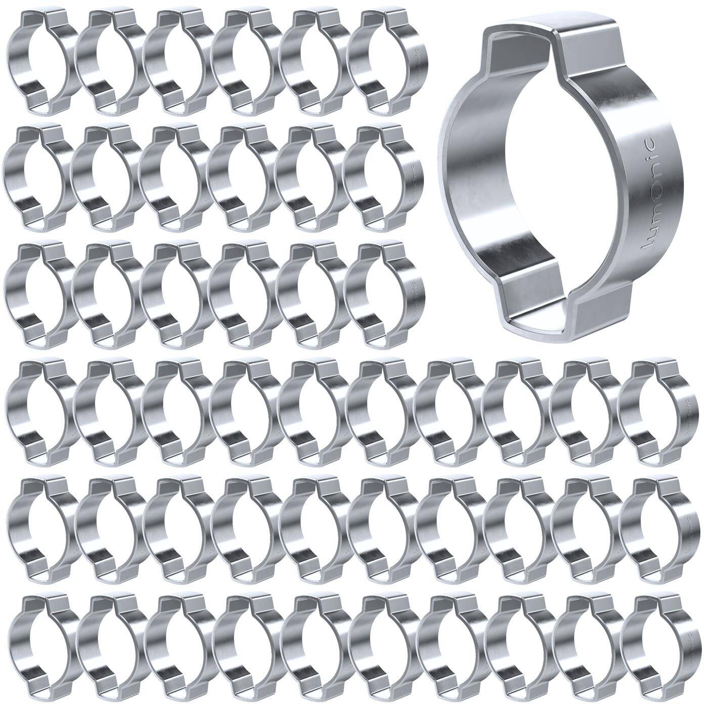 50x 2-ear clip 17-20mm Steel Galvanised Two-ear clamp Hose clamp for Compressed air, Pipe systems, Garden, CAR