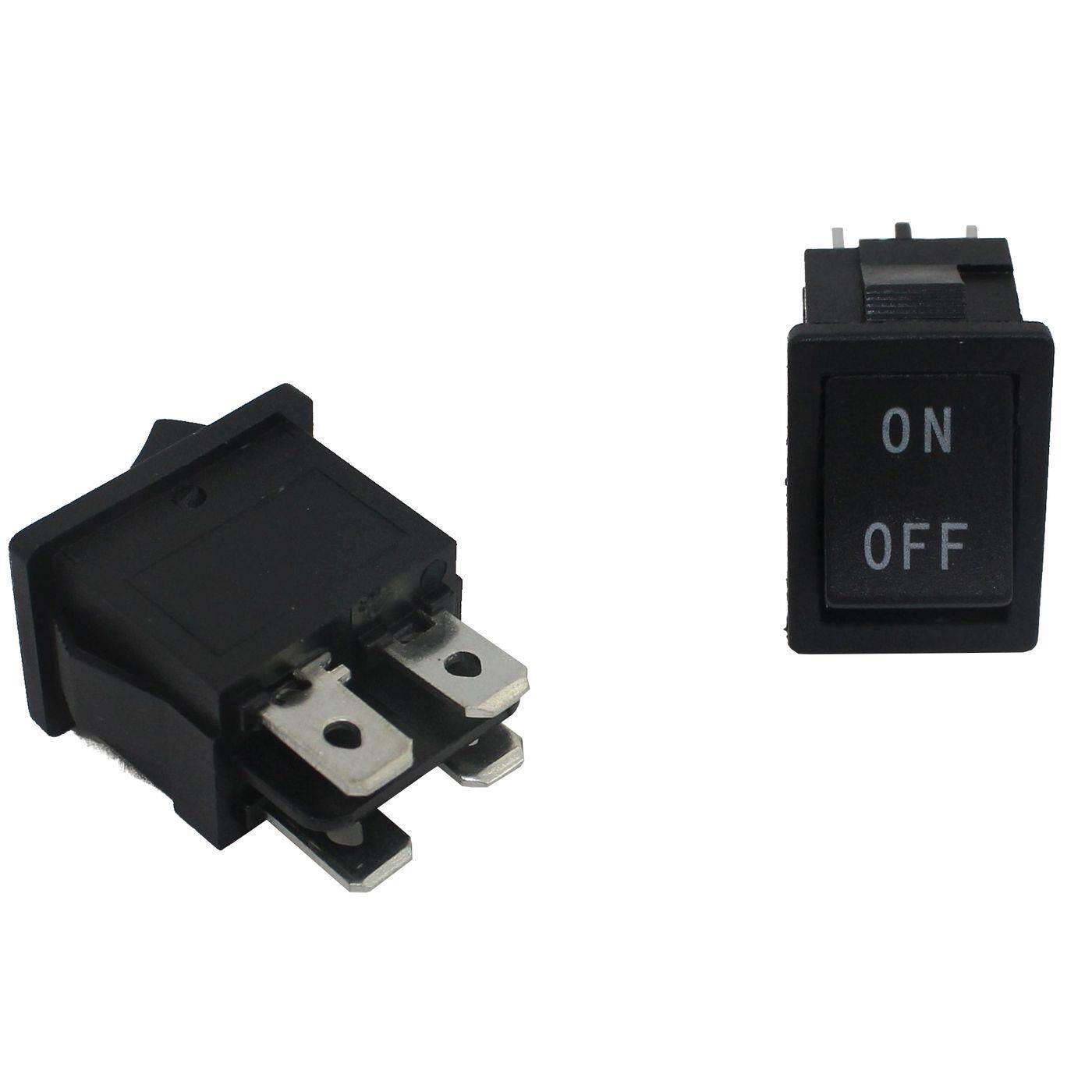 5x Off switch 2pole 250V 3A ON OFF 21x15mm Black Rocker switch