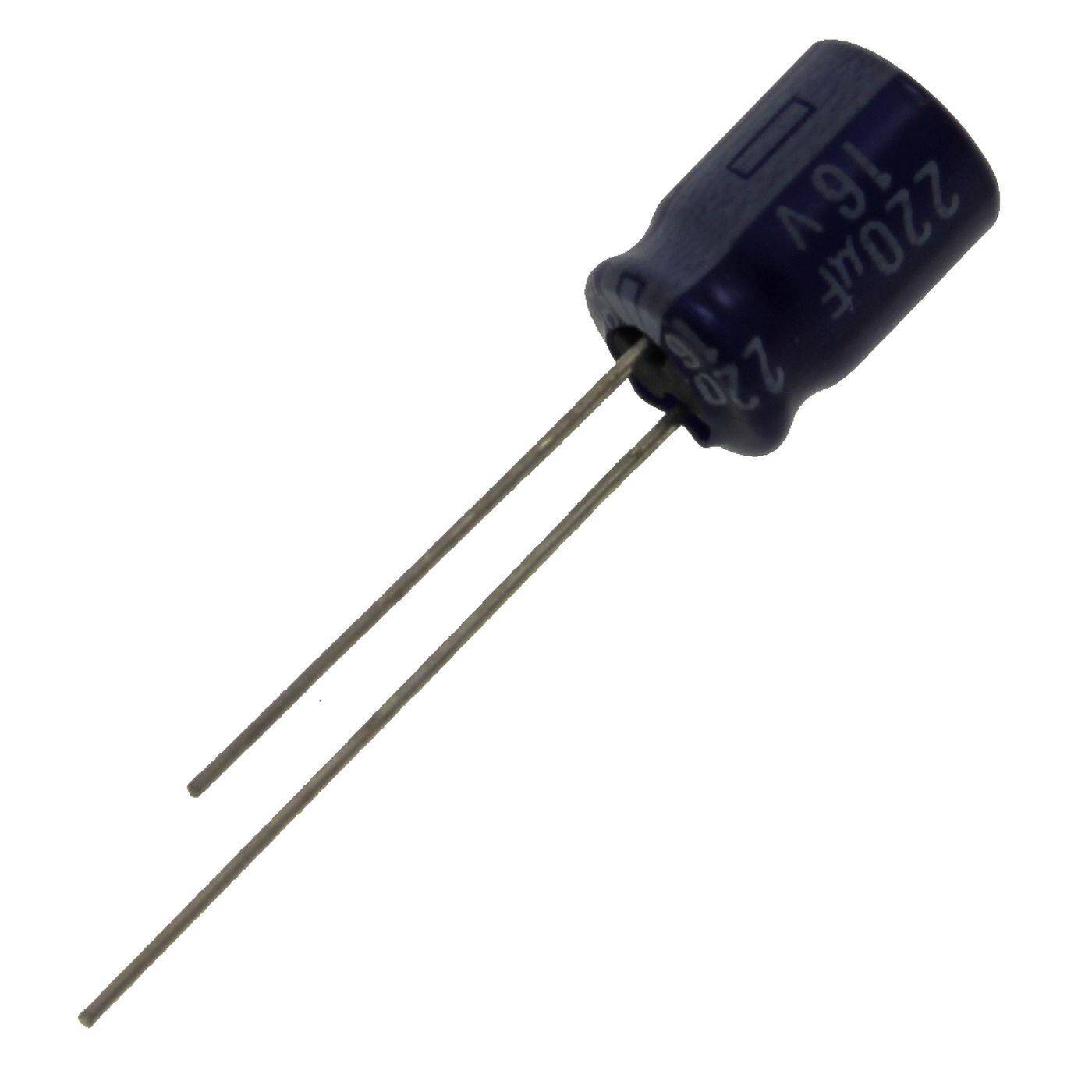 Elko Capacitor Radial 220µF 16V | Electrolytic capacitor up to a temperature of 85°C | 8x11mm | 220uF ECEA1CU221 Panasonic