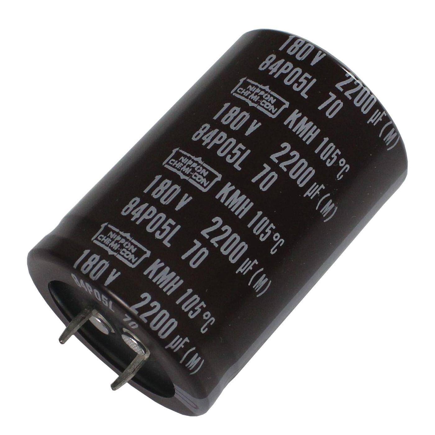 Snap-In Elko Capacitor 2200µF 180V | Electrolytic capacitor up to a temperature of 105°C | 35x50mm | 2200uF EKMH181VNN222MA50T UCC