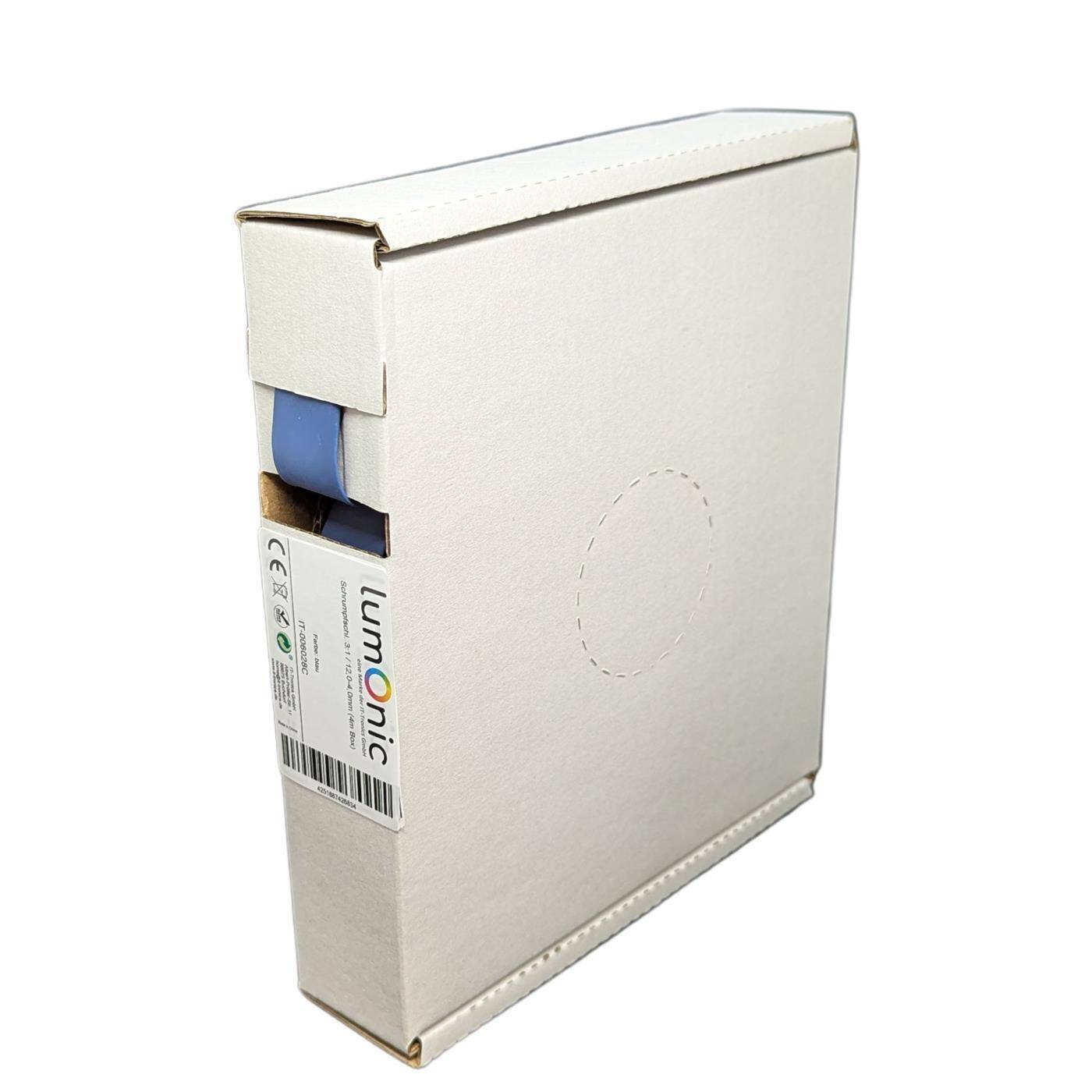 4m Heat shrink tubing Box 3:1 12 -> 4mm Blue