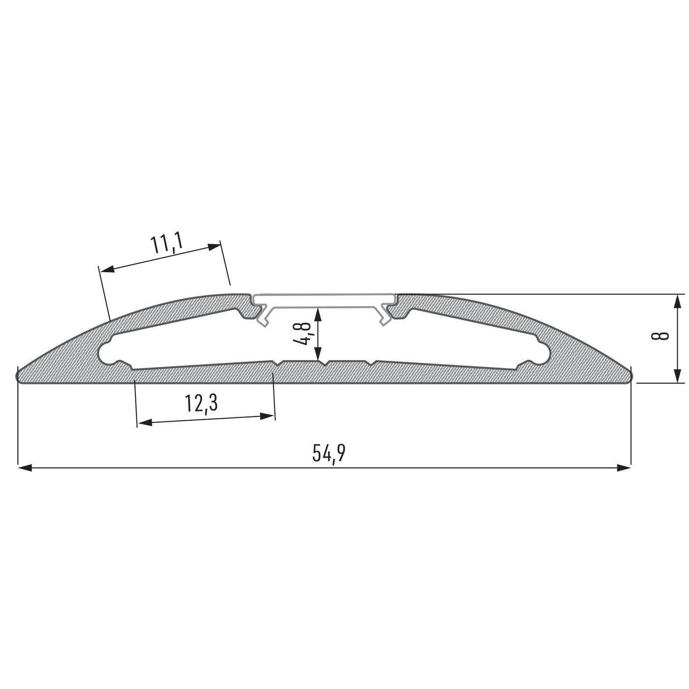 1m LED Profil Reto Schwarz 55x8mm Aluminium Aufbauprofil für 12mm LED Streifen