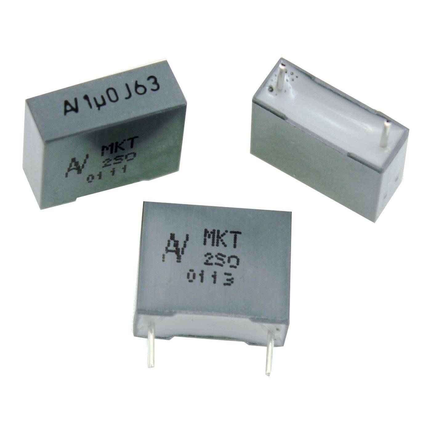 Arcotronics MKT Foil Capacitor | 1µF 63V DC I 2-Pin Connection I 2-Pin I 1uF, 1000nF I Capacitor for crossover networks of loudspeakers or for interference suppression of electrical devices
