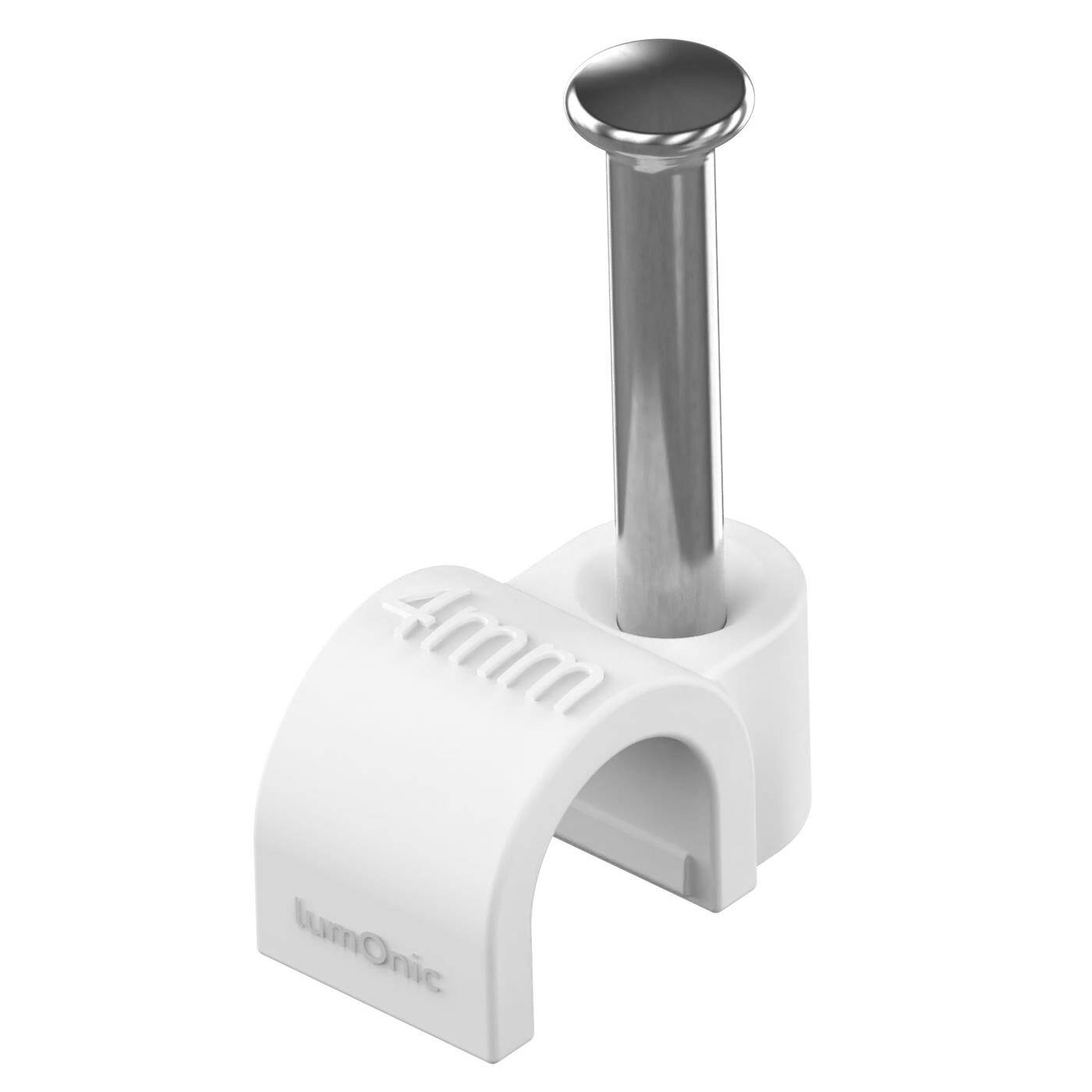 Lumonic 100x Nagelschelle 4mm für Kabel weiss - Kabelschelle mit 14mm Nagel z.B. zur Befestigung an der Wand - Kabelklemmen verschiedene Größen 4-14mm